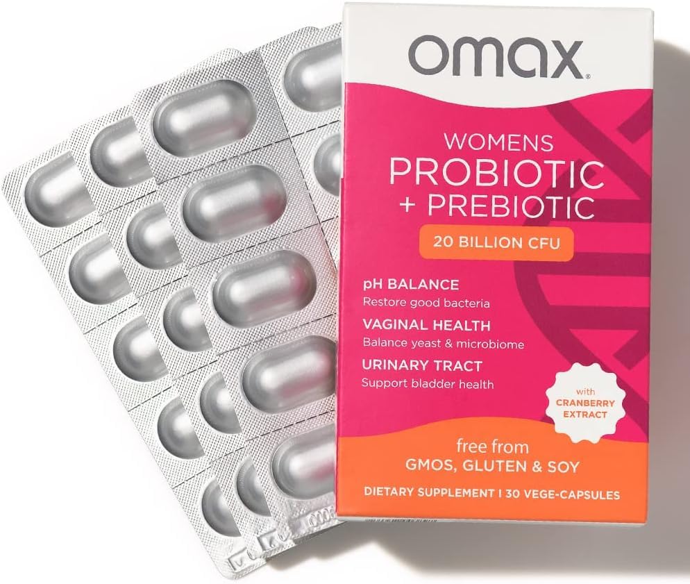 2 Pack Omax Prebiotics & Probiotics for Women, pH Balance, Vaginal Health, Urinary Tract, Yeast Omax3