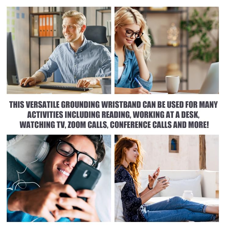 WAUZOBLE Grounding Wrist Strap, Ground Strap with 15 Ft Grounding Cord, Grounding Therapy Band WAUZOBLE