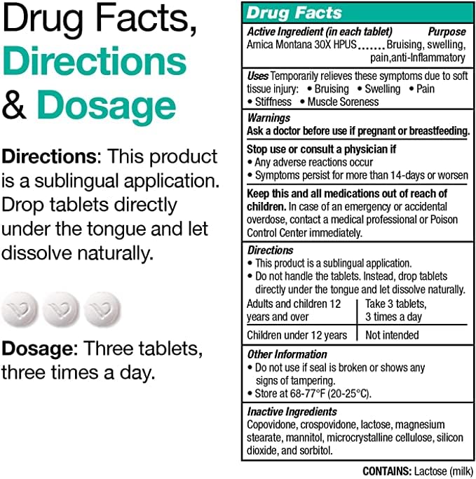 VitaMedica Arnica Montana 30X Homeopathic Tablets for Bruising Pain and Swelling | Plant Based Formula VitaMedica