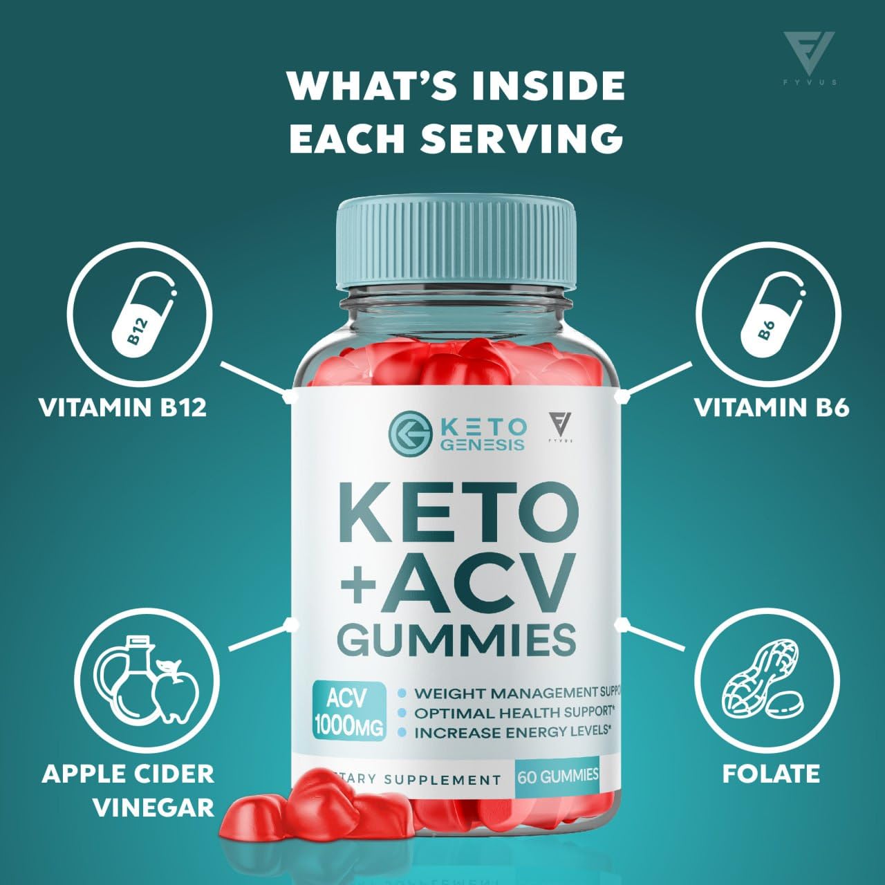 (2 Pack) Keto Genesis Keto ACV Gummies Advanced Weight Loss, Ketogenesis Keto Fyvus
