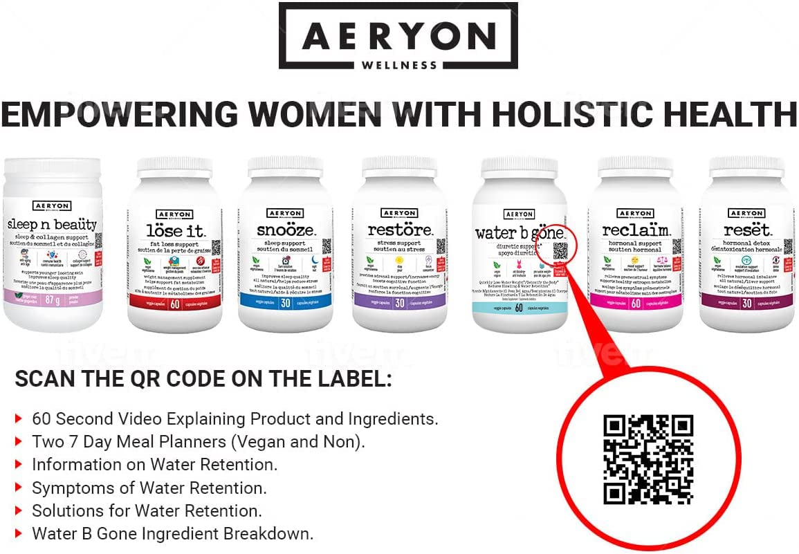Water B Gone – Diuretic Pills for Women – Reduce Water Retention and Bloating – Find PMS Aeryon Ashlie Wellness