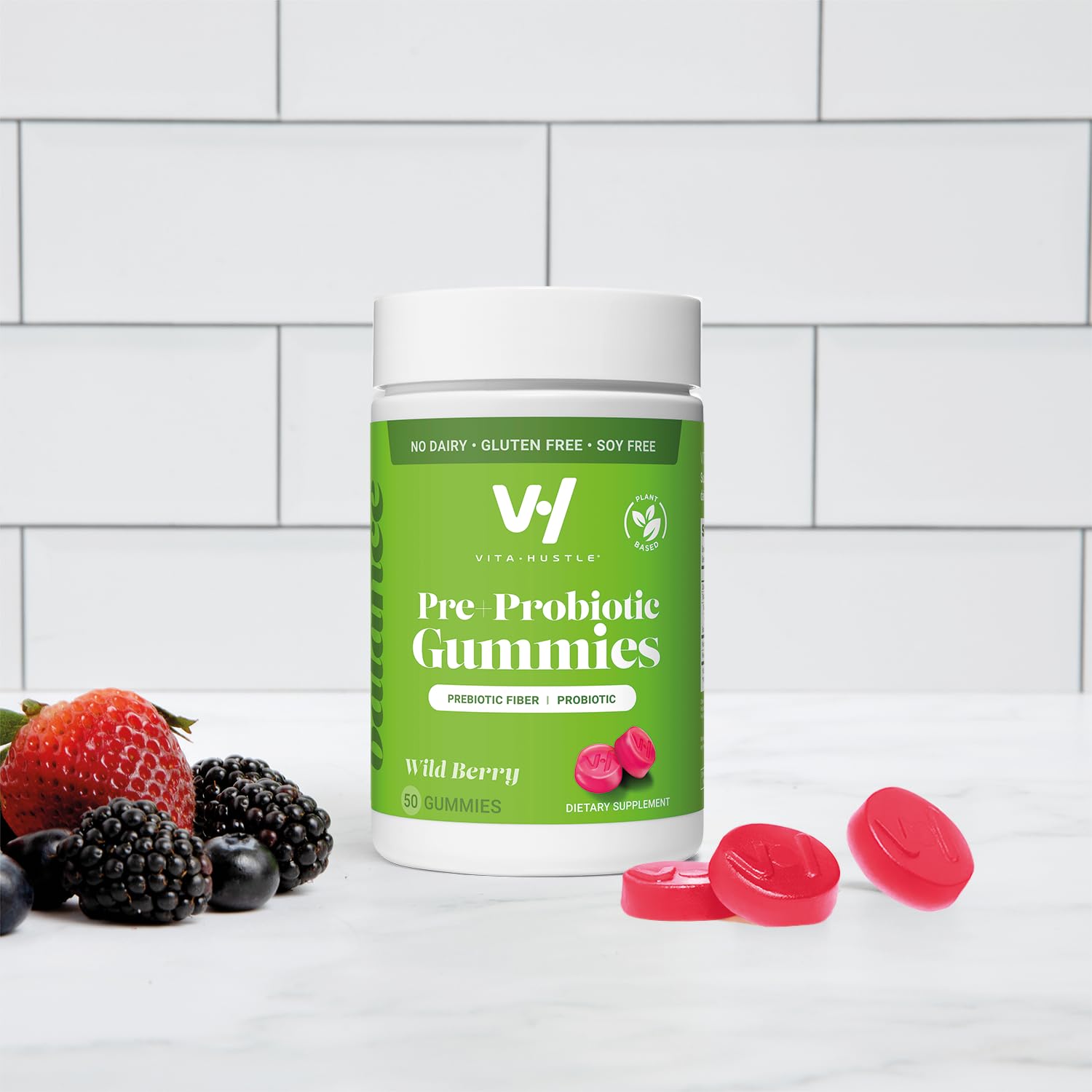 VitaHustle Probiotic Gummies + Prebiotics by Kevin Hart with Chicory Root Inulin Fiber VitaHustle
