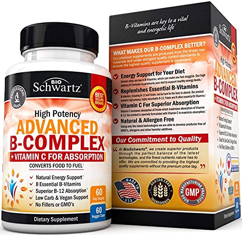 Vitamin B Complex with Vitamin C for Maximum Absorption - Methylcobalamin b12 BioSchwartz