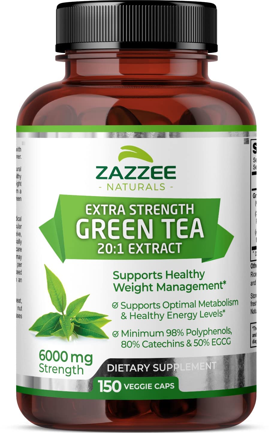 Zazzee Extra Strength Green Tea 20:1 Extract, 6000 mg Strength, 50% EGCG