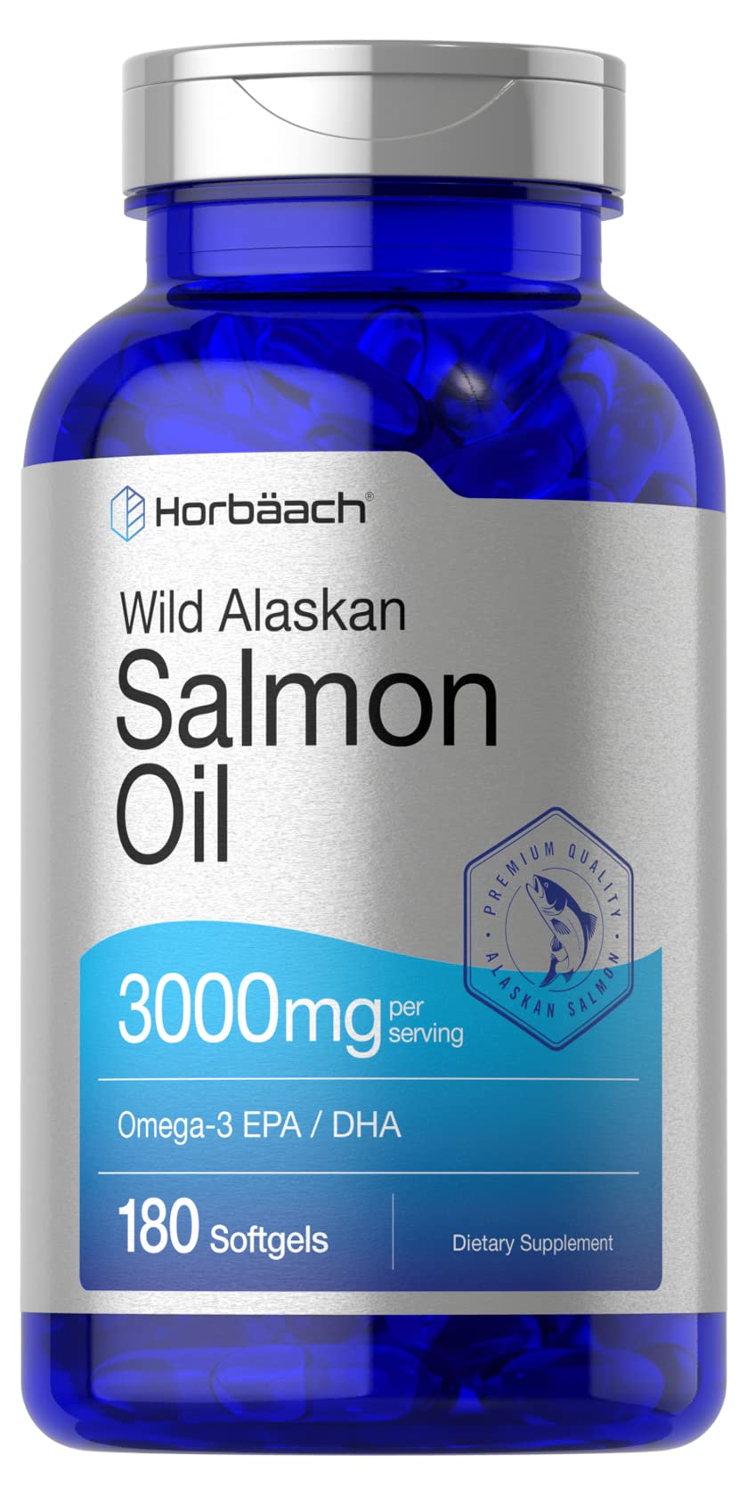 Wild Alaskan Salmon Fish Oil | 180 Softgel Capsules | Gluten Free, Non-GMO | High Potency