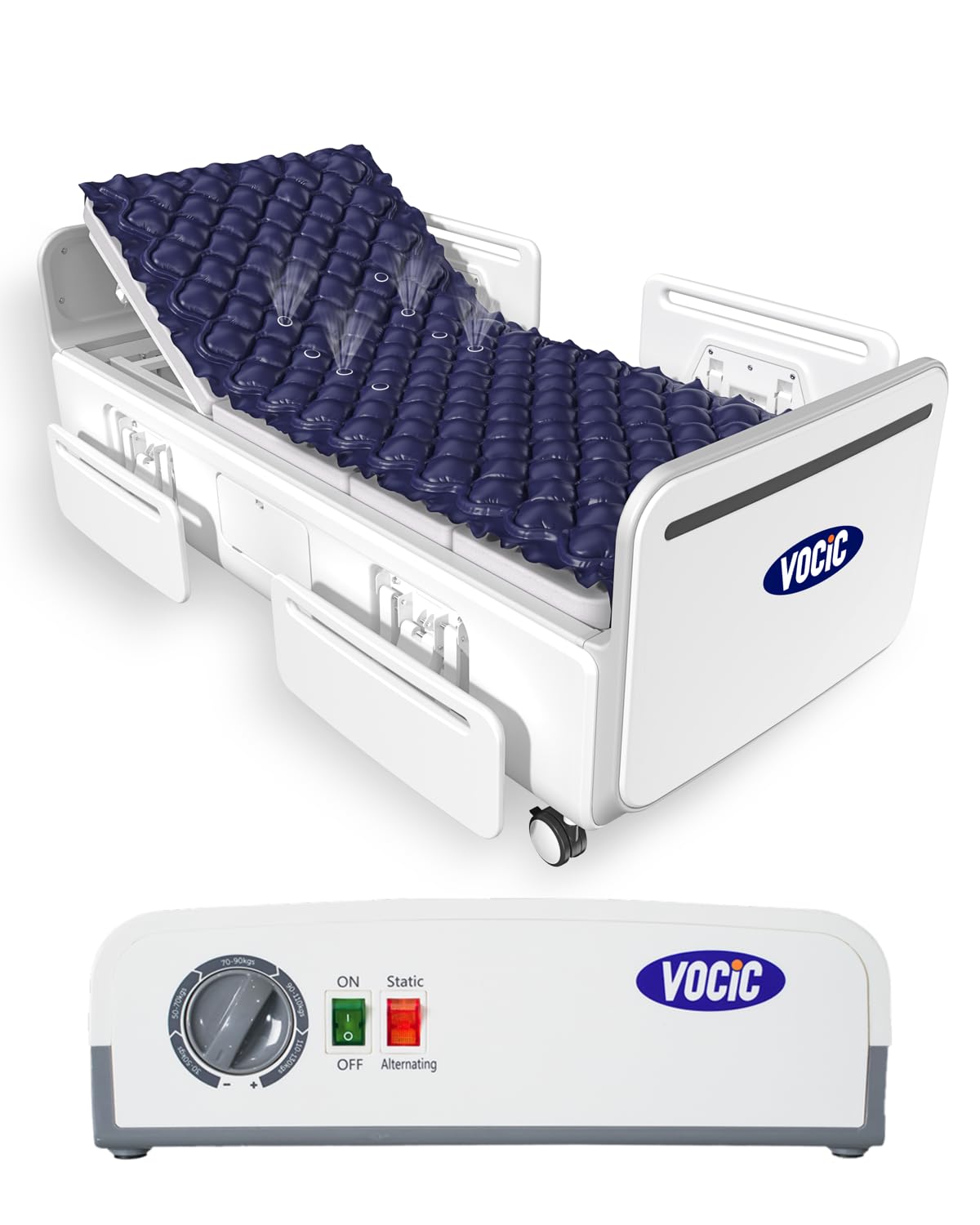 VOCIC Alternating Air Pressure Mattress Pad-with Micro Air Holes & Sleep Mode-Bed Sore