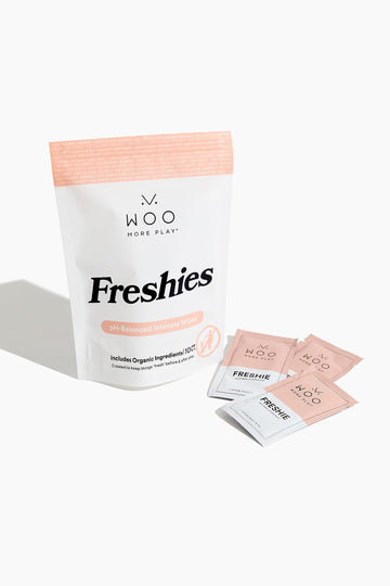 Woo More Play Freshies: All-Natural Feminine Intimacy Towelette Wipes with Coconut Oil 