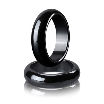 2PCS Genuine Hematite Ring for Women Men Unisex, Black Hematite Stone Ring Anxiety Balance 