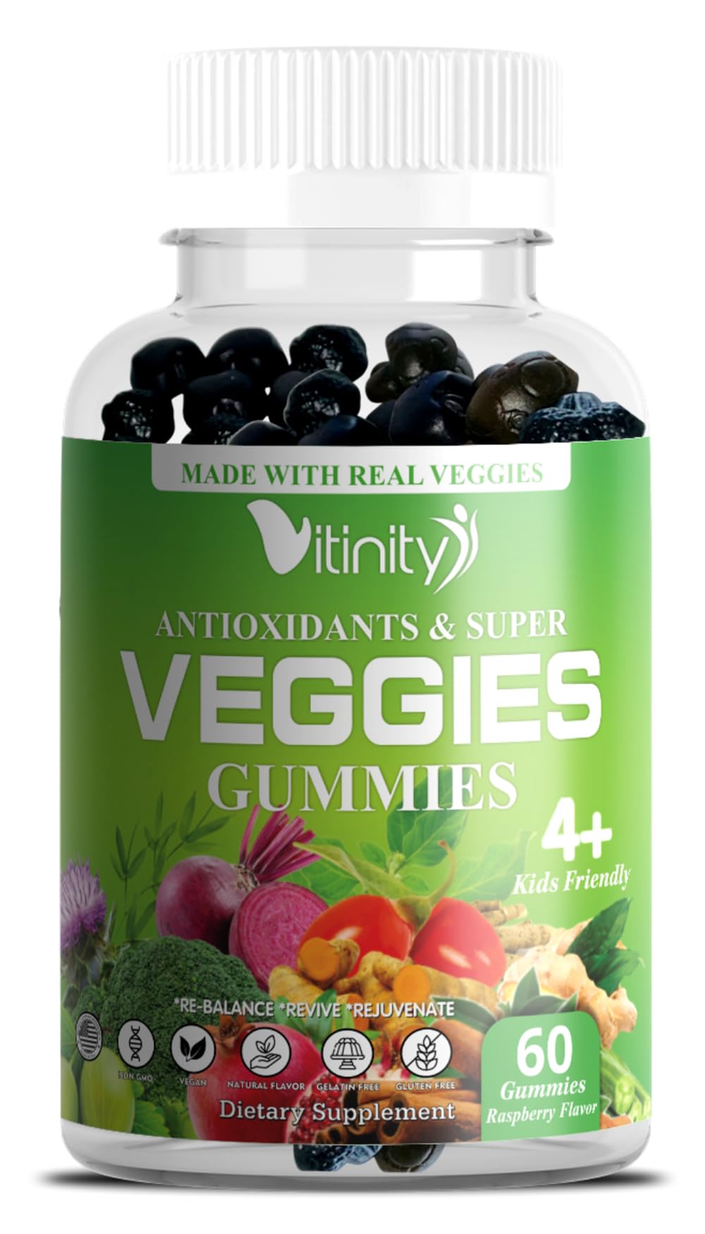 VITINITY Made with Real Super Veggies Delicious Gummy Supplement,Men,Women & Kids