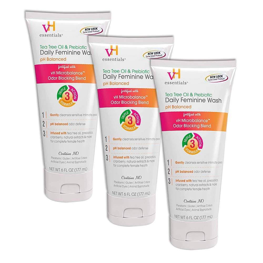 vH essentials Intimate Feminine Wash - pH Balanced with Tea Tree Oil, Cranberry, Prebiotics, Lavender,