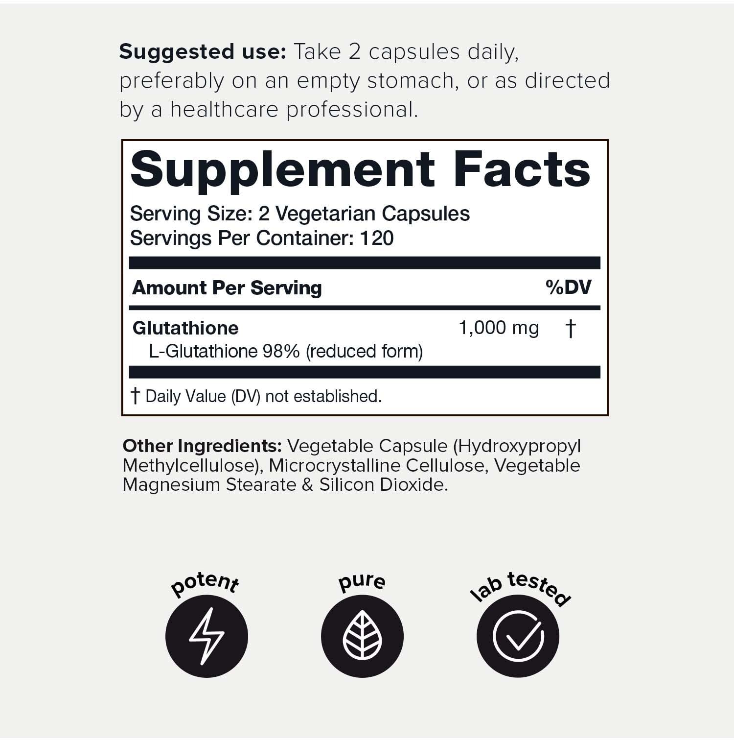 Toniiq Ultra High Strength Glutathione Capsules - 1000mg Concentrated Formula - 98%+ Toniiq