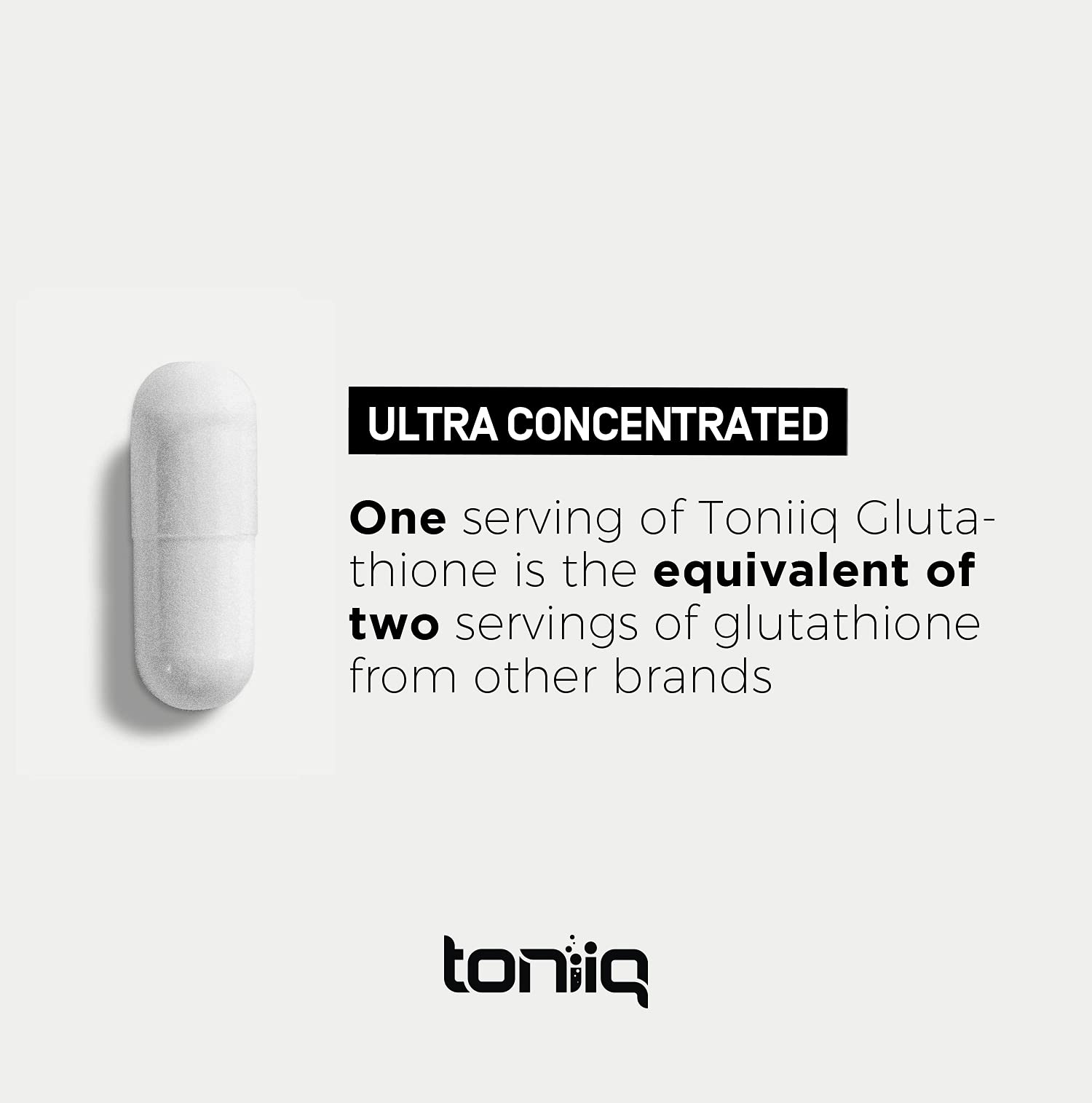 Toniiq Ultra High Strength Glutathione Capsules - 1000mg Concentrated Formula - 98%+ Toniiq