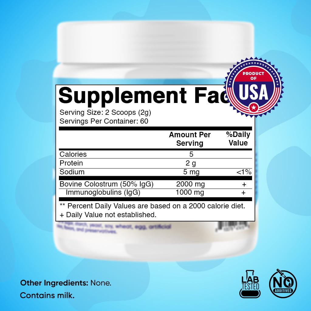 Vitamatic Bovine Colostrum Powder - 50% Highest IgG - Supplement for Gut Health Vitamatic