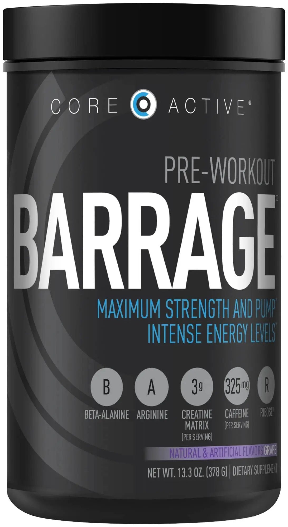 (CORE)ACTIVE Barrage Pre Workout Powder - Preworkout for Women & Men, Creatine