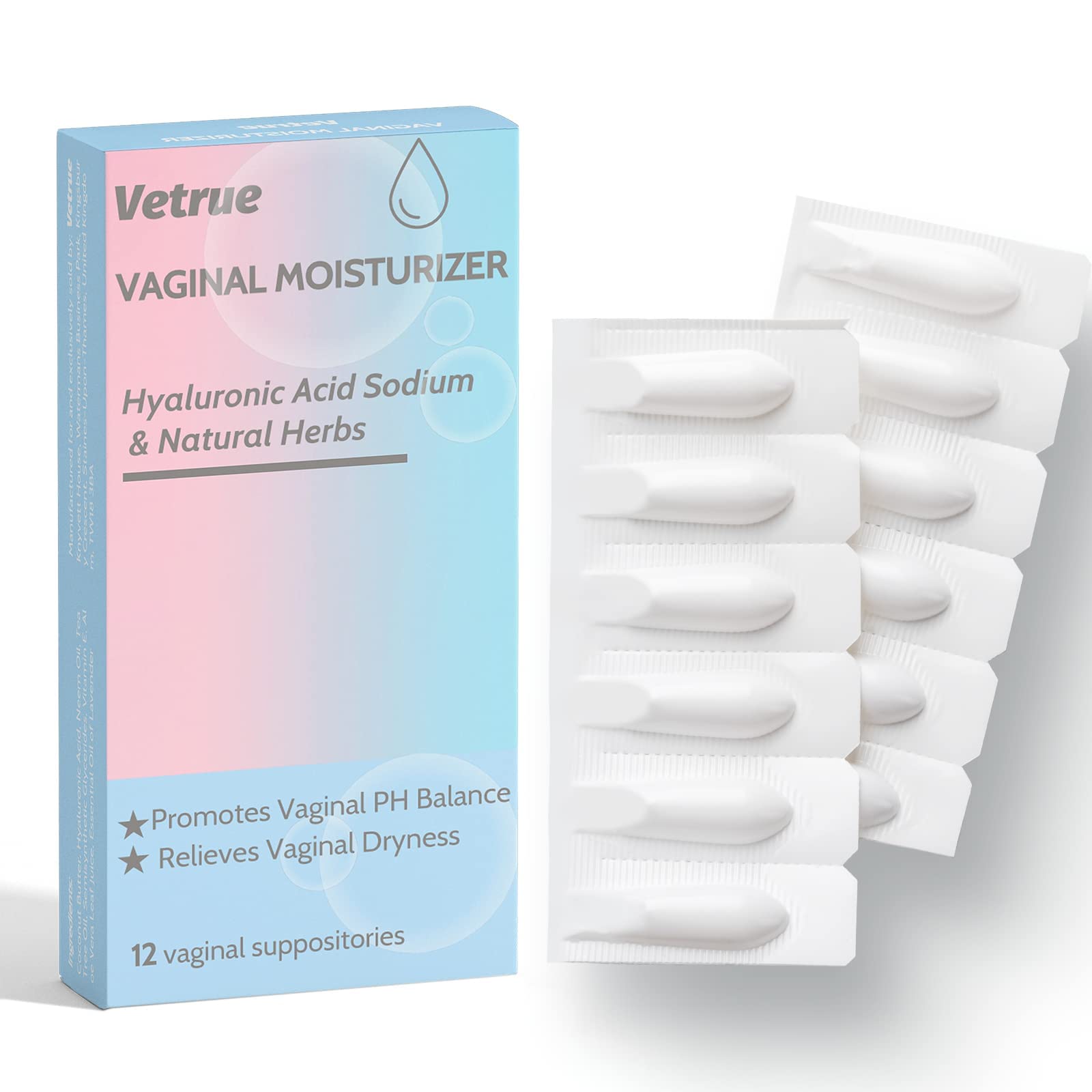 vetrue Intimate Moisturizer, Vaginal Suppository for Dryness & Discomfort, Feminine Long Lasting