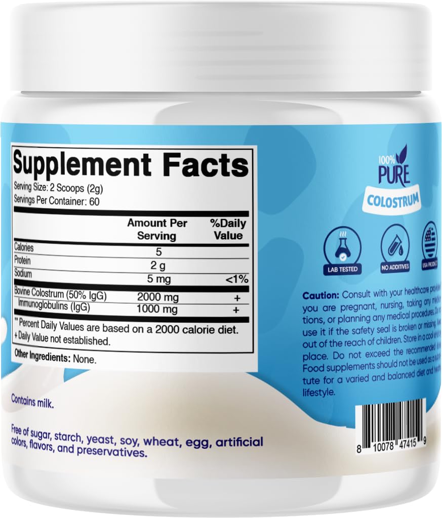 Vitamatic Bovine Colostrum Powder - 50% Highest IgG - Supplement for Gut Health Vitamatic