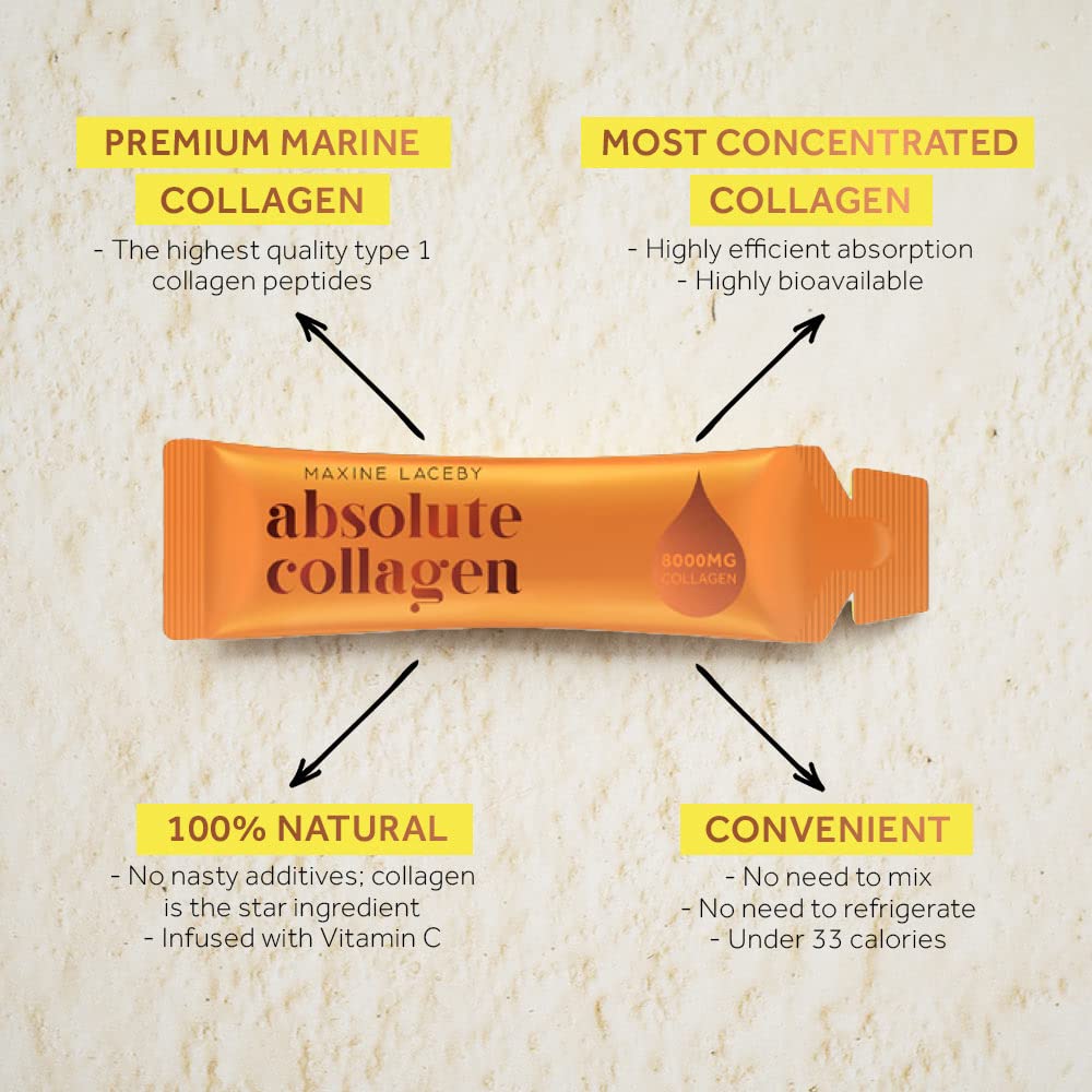 Absolute Collagen Marine Liquid Collagen Supplement for Women - 8000mg Collagen in Each Sachet Absolute Collagen