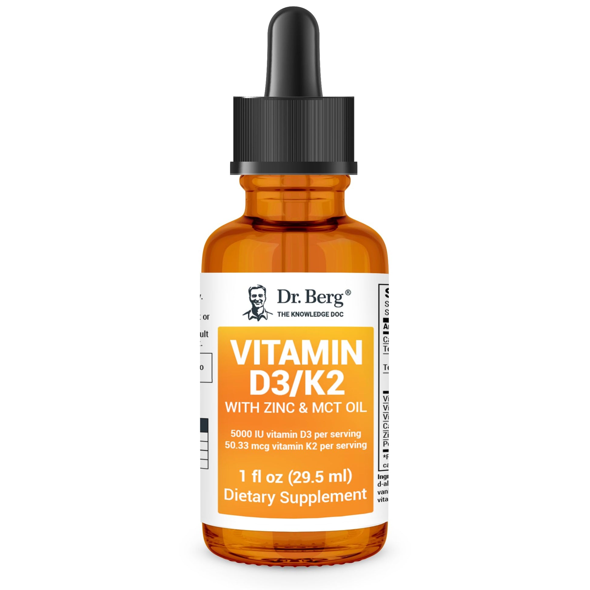 Dr. Berg Liquid Vitamin D3 & K2 Supplement - For Bone, Teeth, Mood & Immune Health Dr. Berg Nutritionals