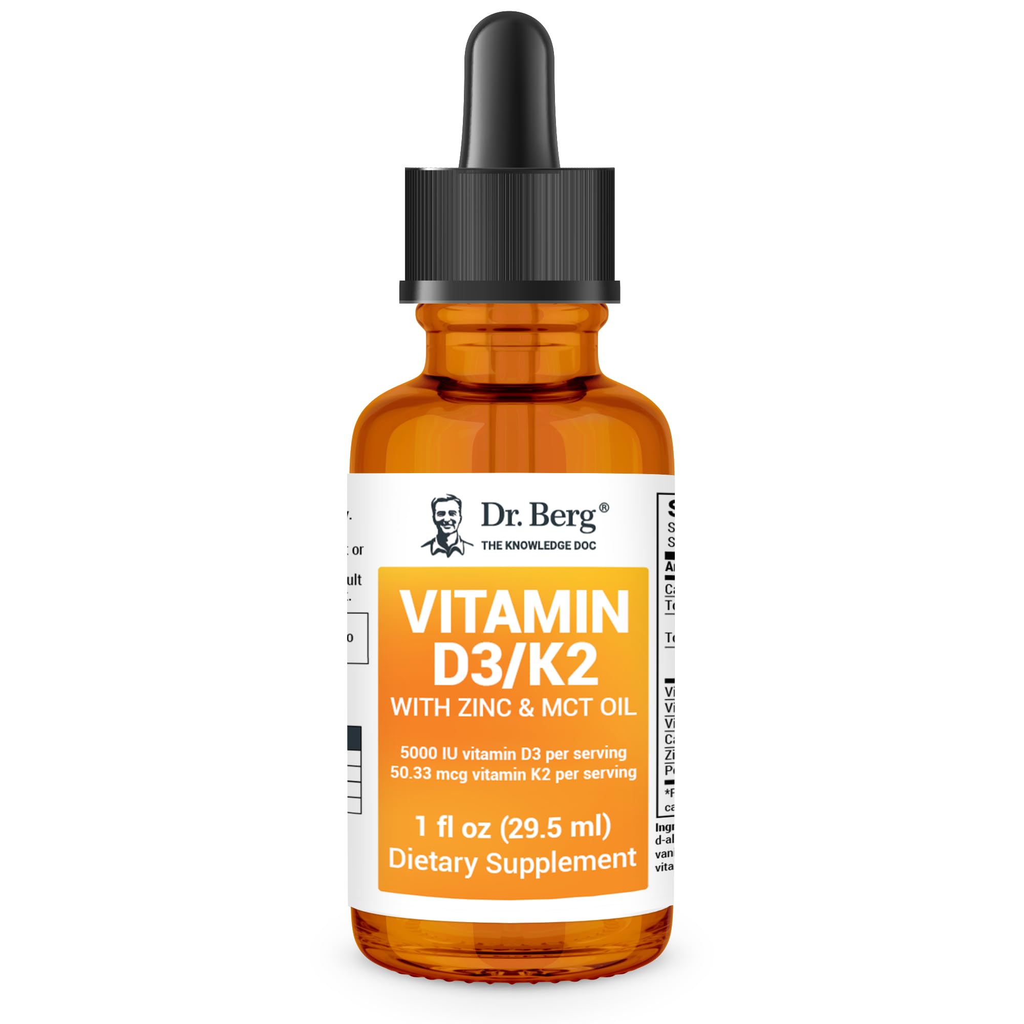 Dr. Berg Liquid Vitamin D3 & K2 Supplement - For Bone, Teeth, Mood & Immune Health Dr. Berg Nutritionals
