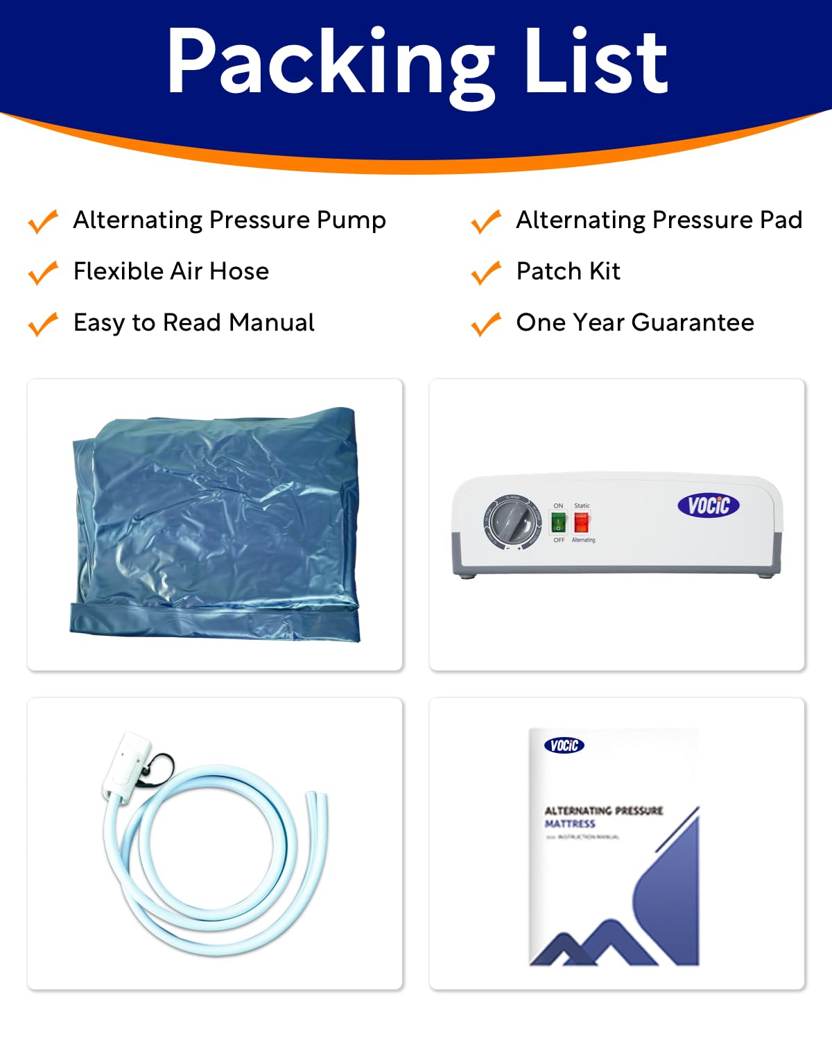 VOCIC Alternating Air Pressure Mattress Pad-with Micro Air Holes & Sleep Mode-Bed Sore VOCIC