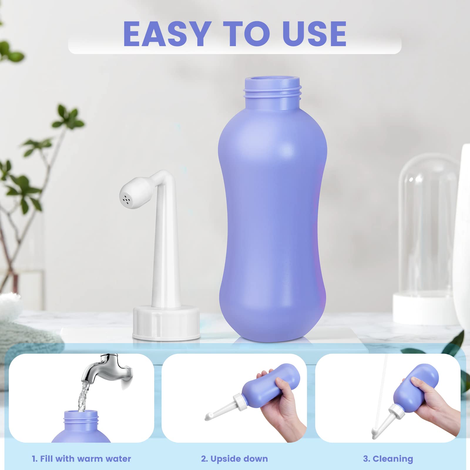 450ml Peri Bottle Postpartum for Feminine Care, 2 Pack Portable Travel Bidet for Toilet, Perineal Bottle VicnKioH