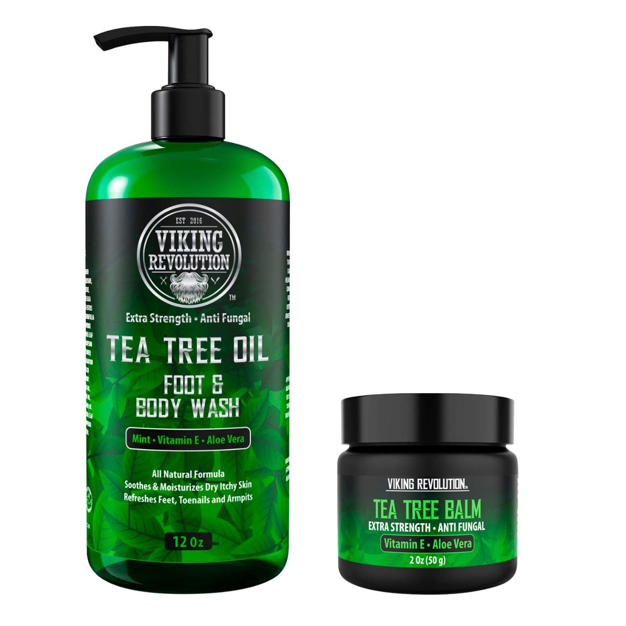 Viking Revolution Skin Cleaning Agent Tea Tree Kit for Men - Tea Tree Oil Set with Body 