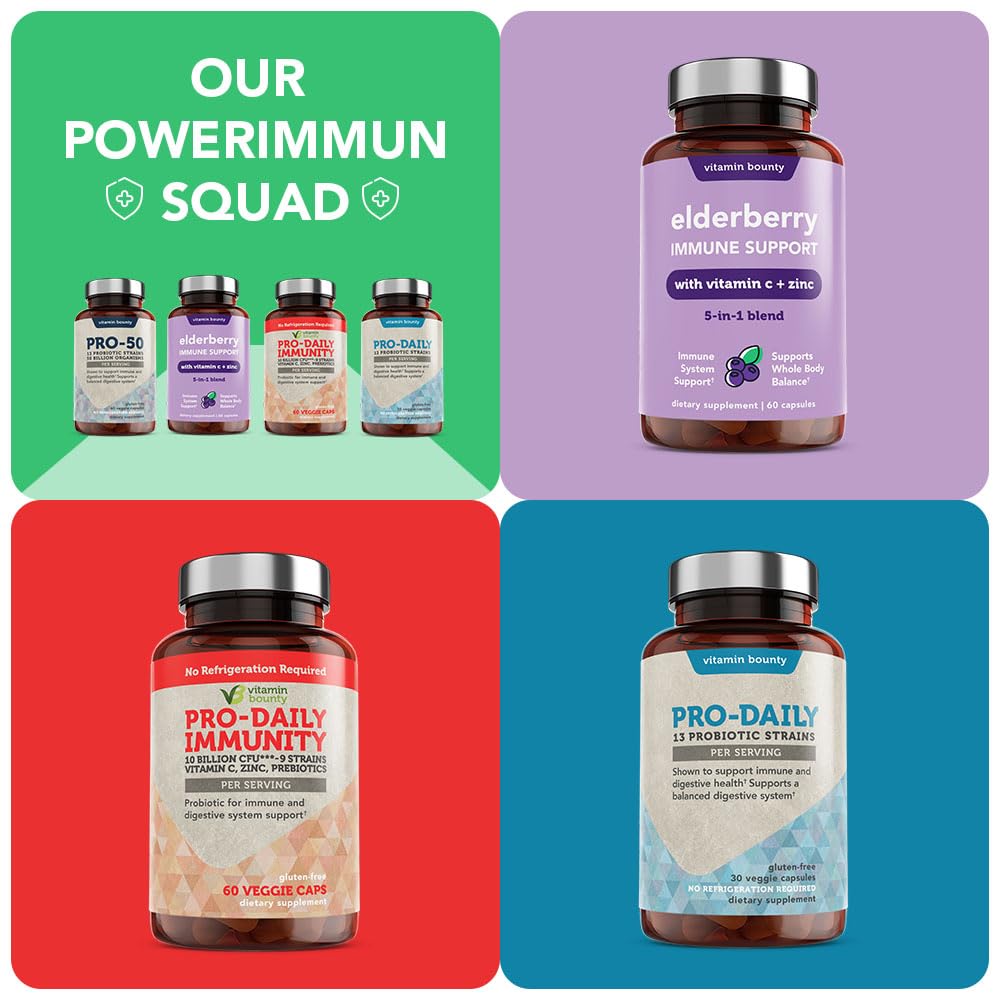 Vitamin Bounty Pro-50 Probiotics Supplement- 13 Probiotic Strains, Gut Health Vitamin Bounty