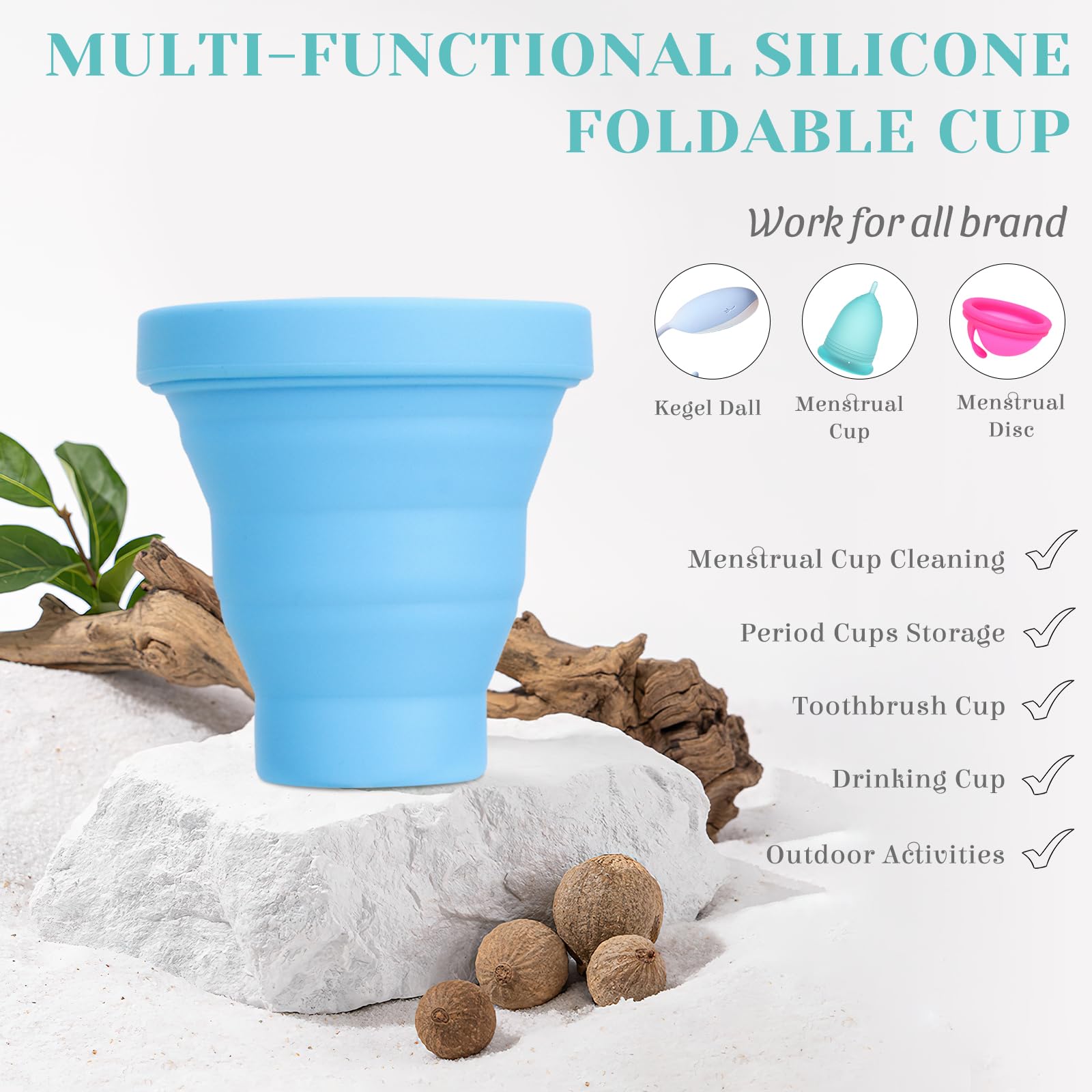 YTYOMUR Menstrual Cup Set, 2 Soft Period Cup Come with Collapsible Cleaner Cup YTYOMUR