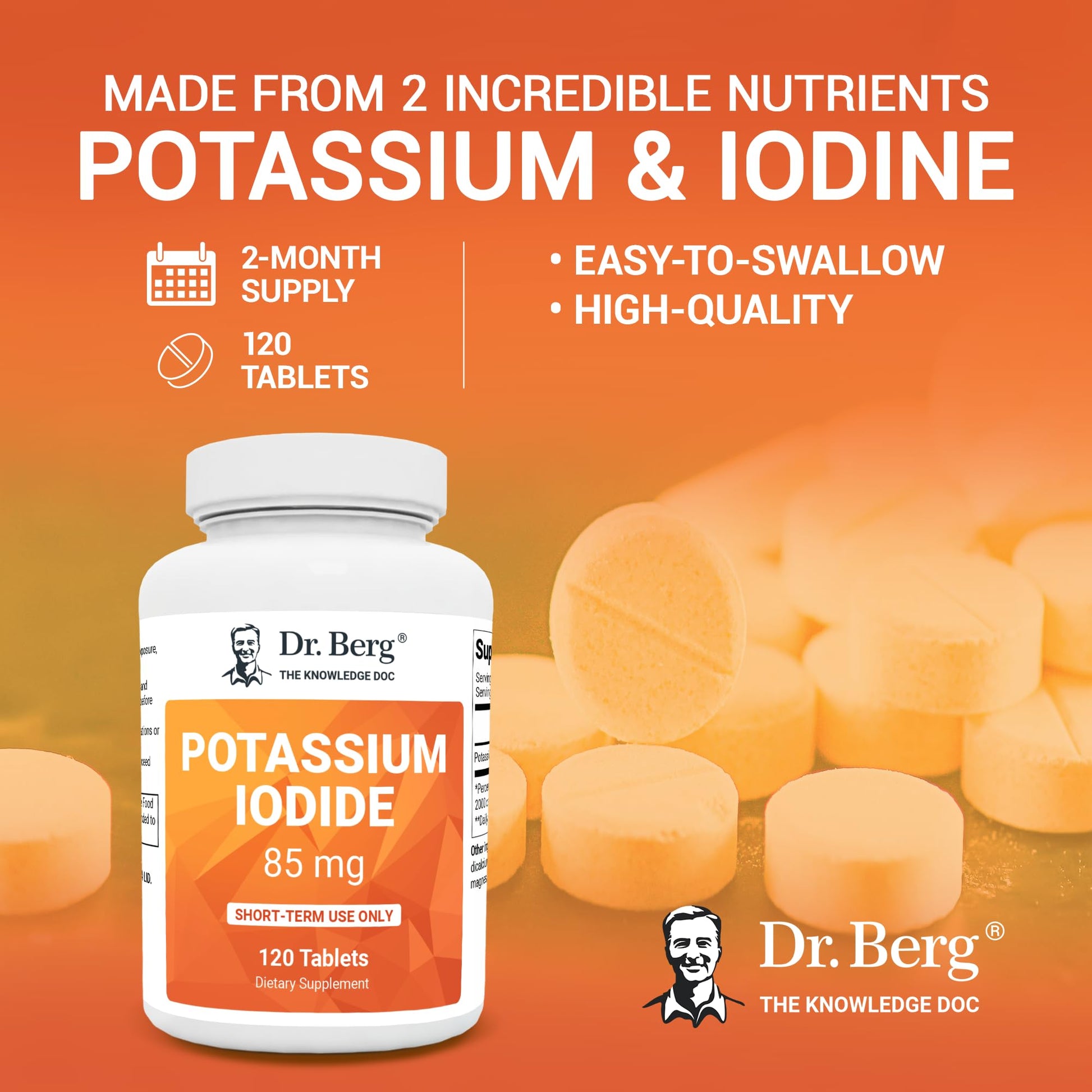 Dr. Berg's Incredible Potassium Iodide Tablets - Now 120 Tablets with a Smaller Easy Dr. Berg Nutritionals