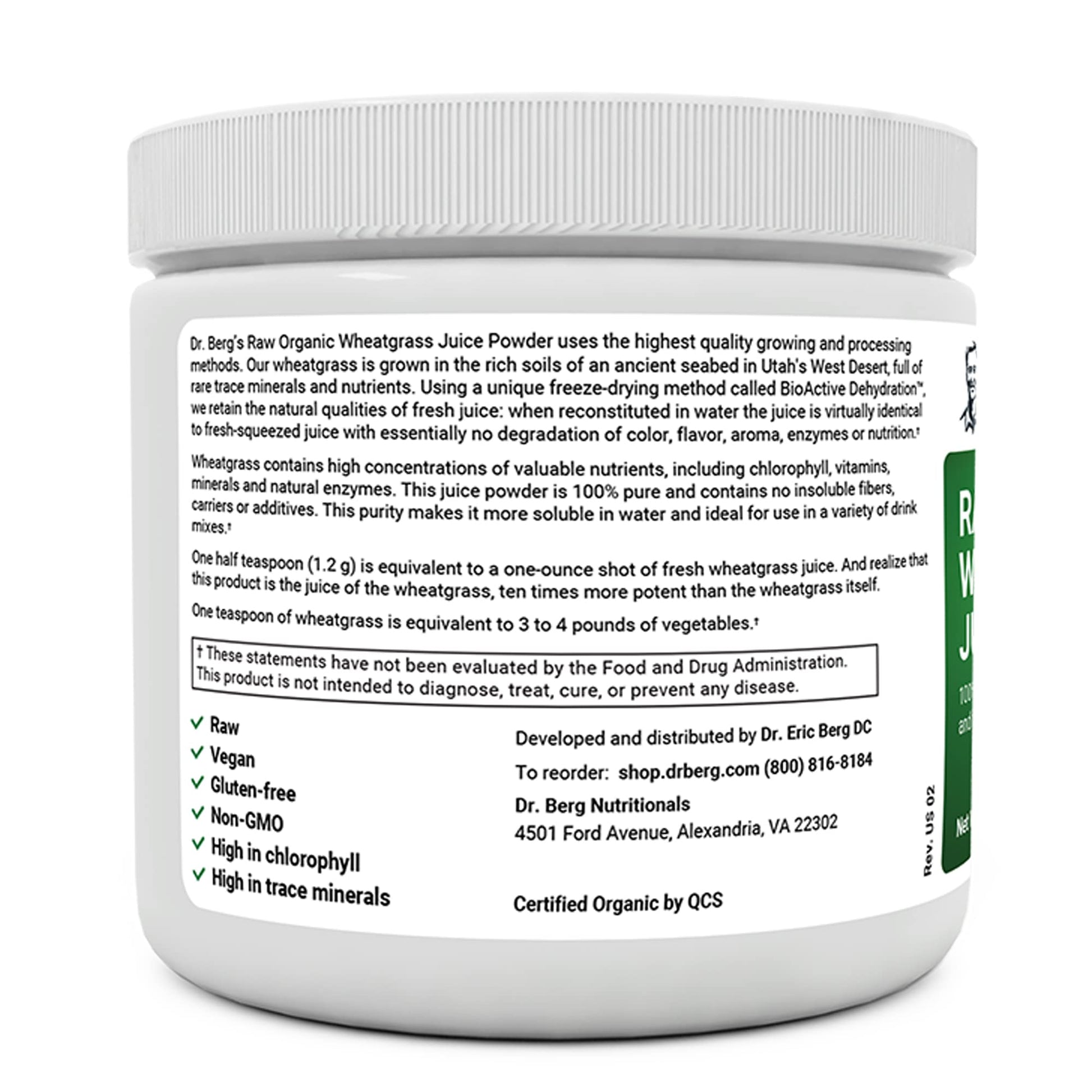 Dr. Berg's Wheatgrass Superfood Powder - Raw Juice Organic Ultra-Concentrated Rich Dr. Berg Nutritionals