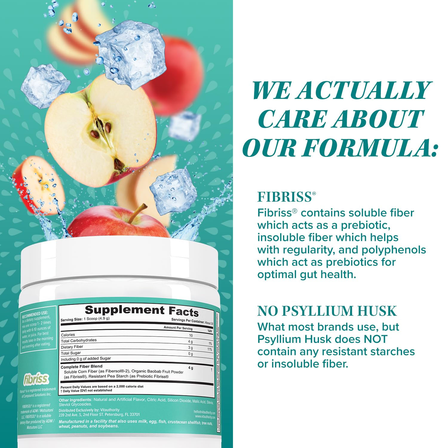 Vitauthority Prebiotic Fiber Powder Supplement - Healthy Gut Cleanse Detox for Women Vitauthority