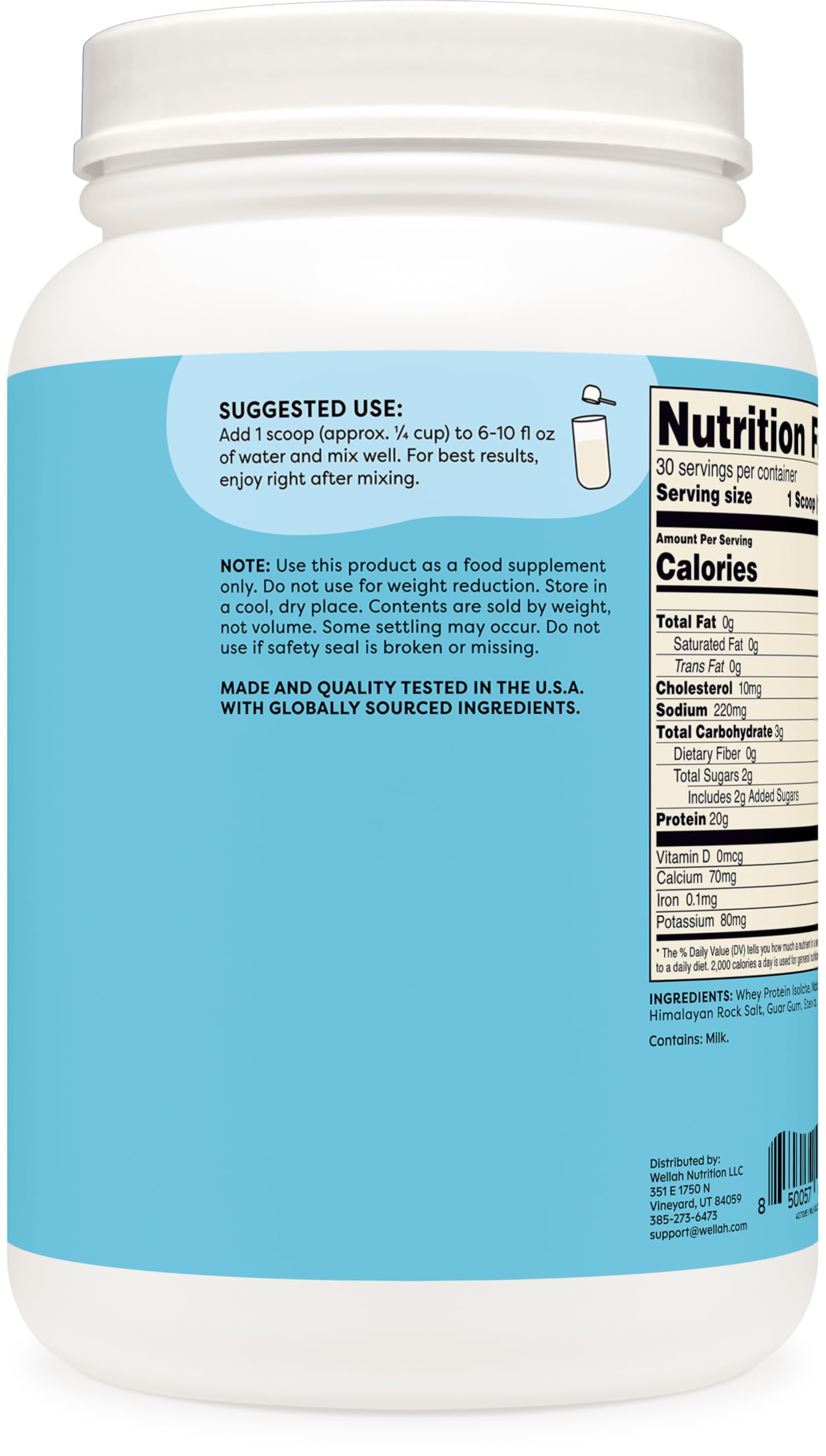 Wellah Your Whey (30 Servings, Vanilla) - Whey Protein Isolate Protein Wellah