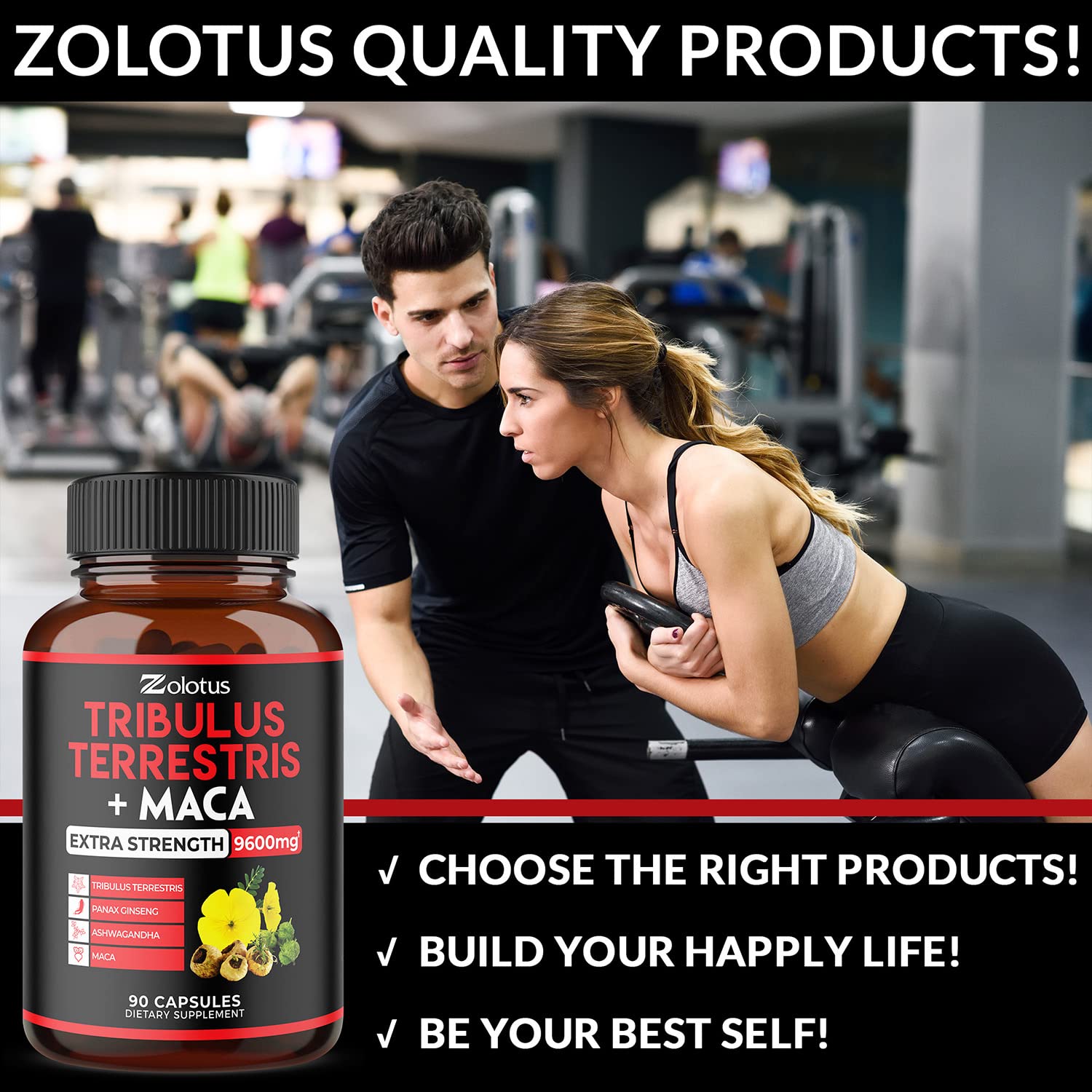 Zolotus Premium Tribulus Terrestris Capsules - 9600mg Per Serving - Combined Zolotus