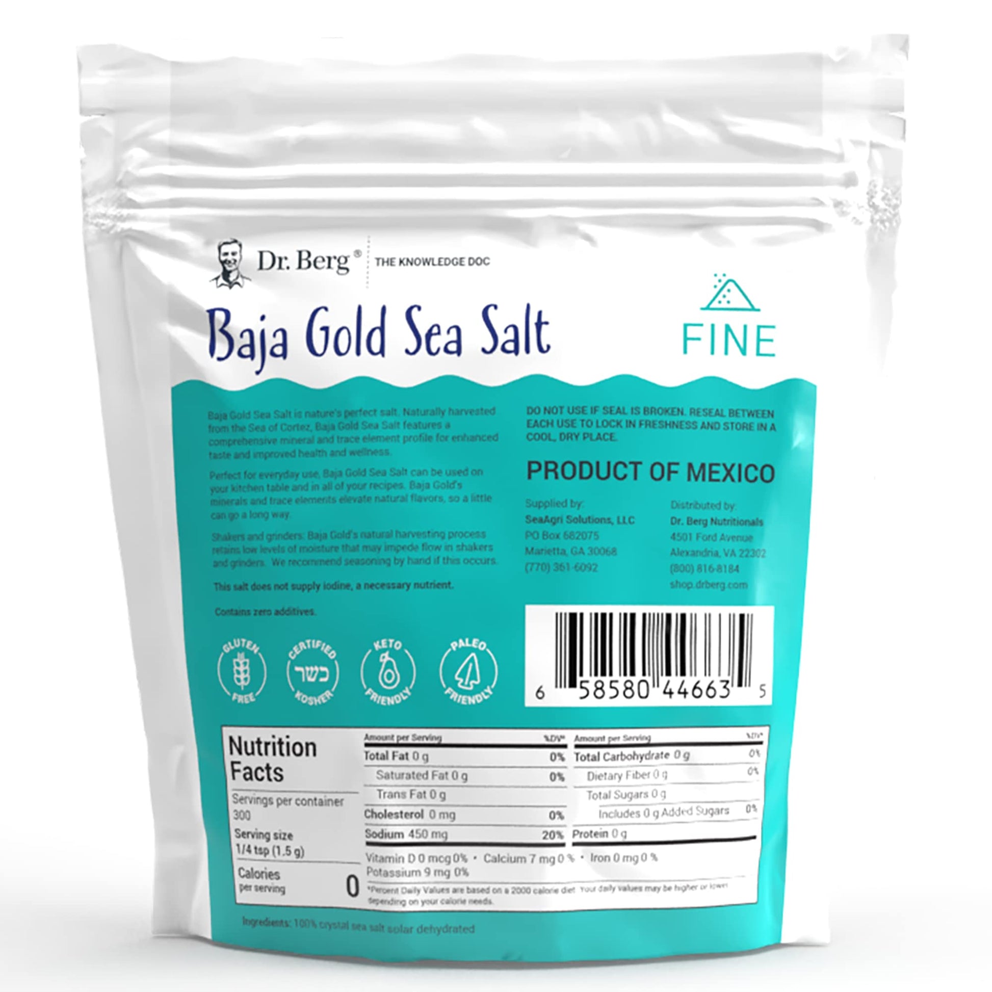 Dr. Berg's Baja Gold Sea Salt Organic - Natures Fine Sea Salt Support For Hydration Dr. Berg Nutritionals