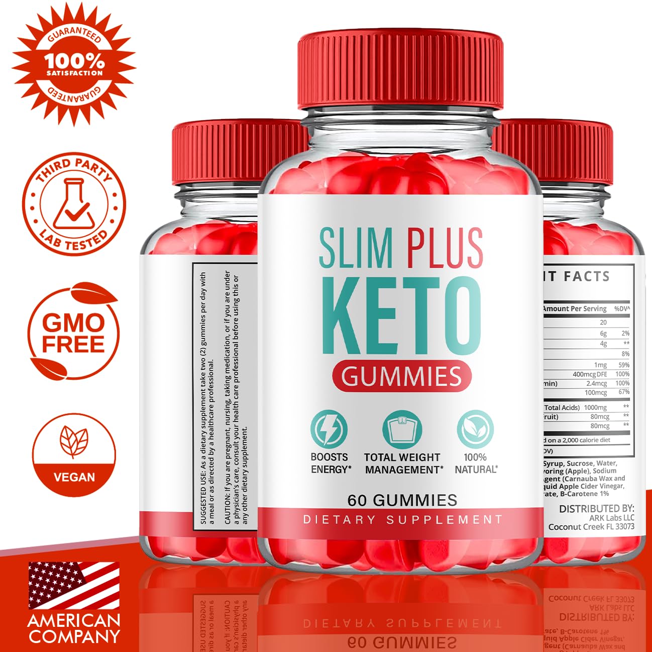 (3 Pack) Slim Plus Keto Gummies - Slim Plus Keto ACV Gummies with Apple Cider Vinegar Ark Labs