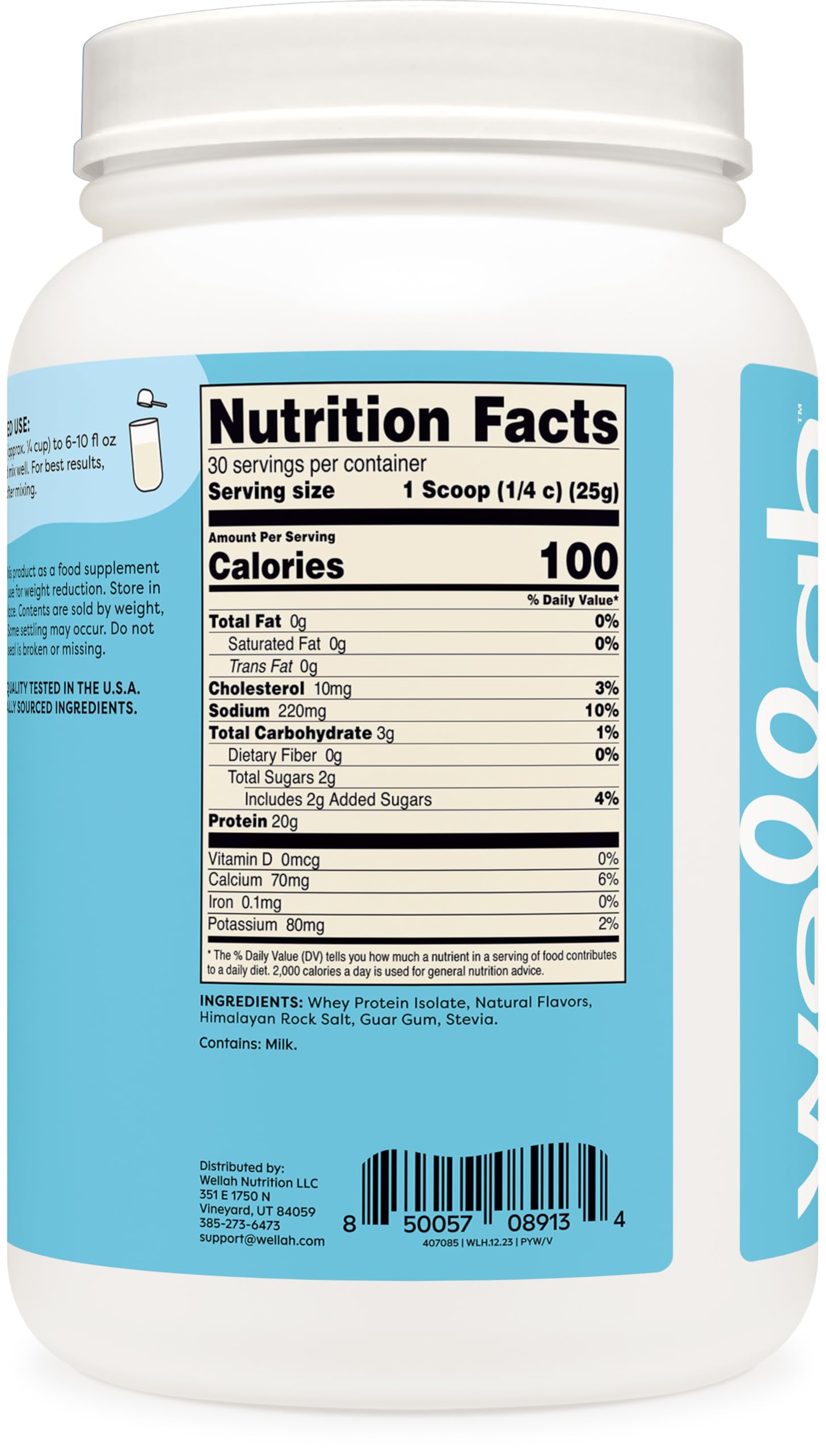 Wellah Your Whey (30 Servings, Vanilla) - Whey Protein Isolate Protein Wellah