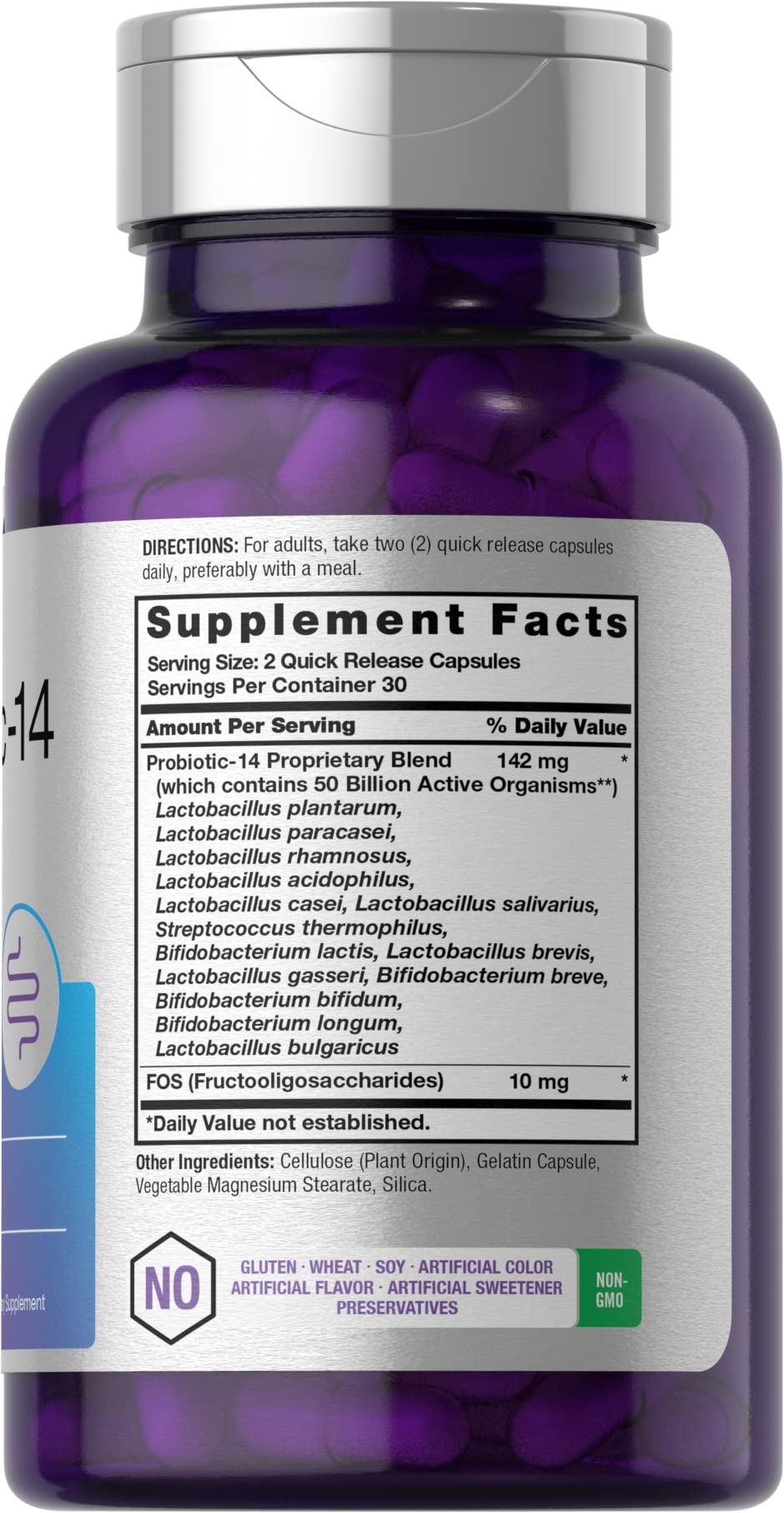 Horbäach Probiotics with Prebiotics | 60 Capsules | 50 Billion Active Organisms | Non-GMO Horbäach