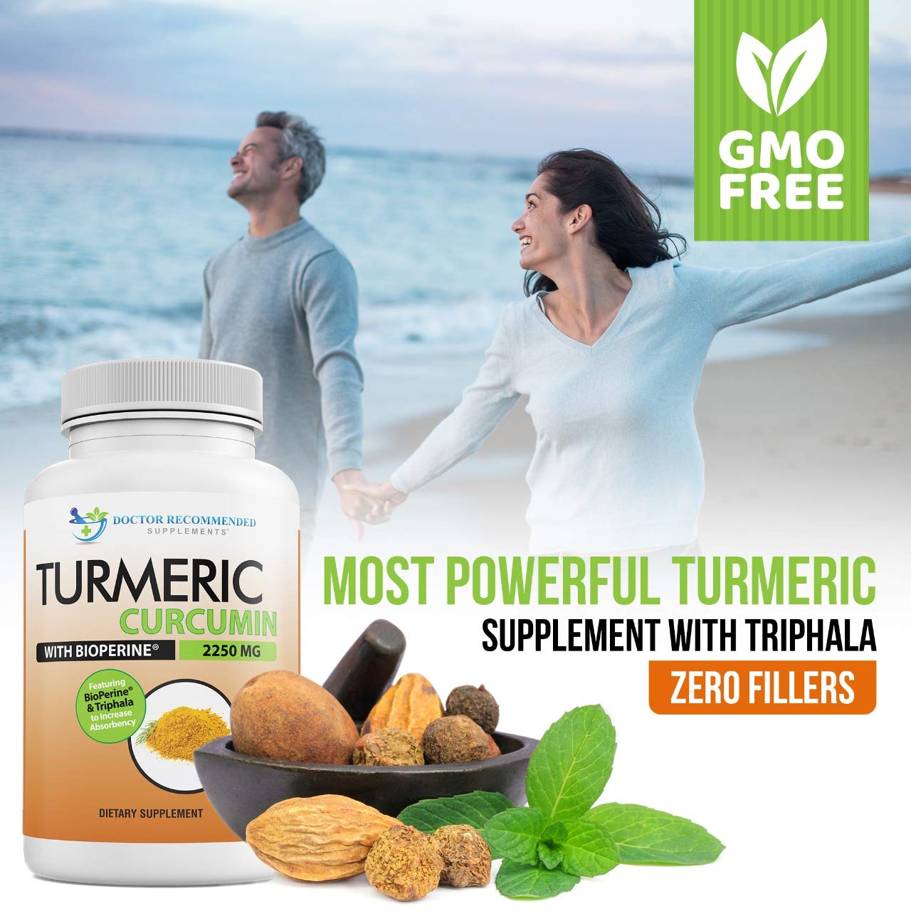 Turmeric Curcumin - 2250mg/d - Veggie Caps - 95% Curcuminoids with Black Pepper DOCTOR RECOMMENDED SUPPLEMENTS