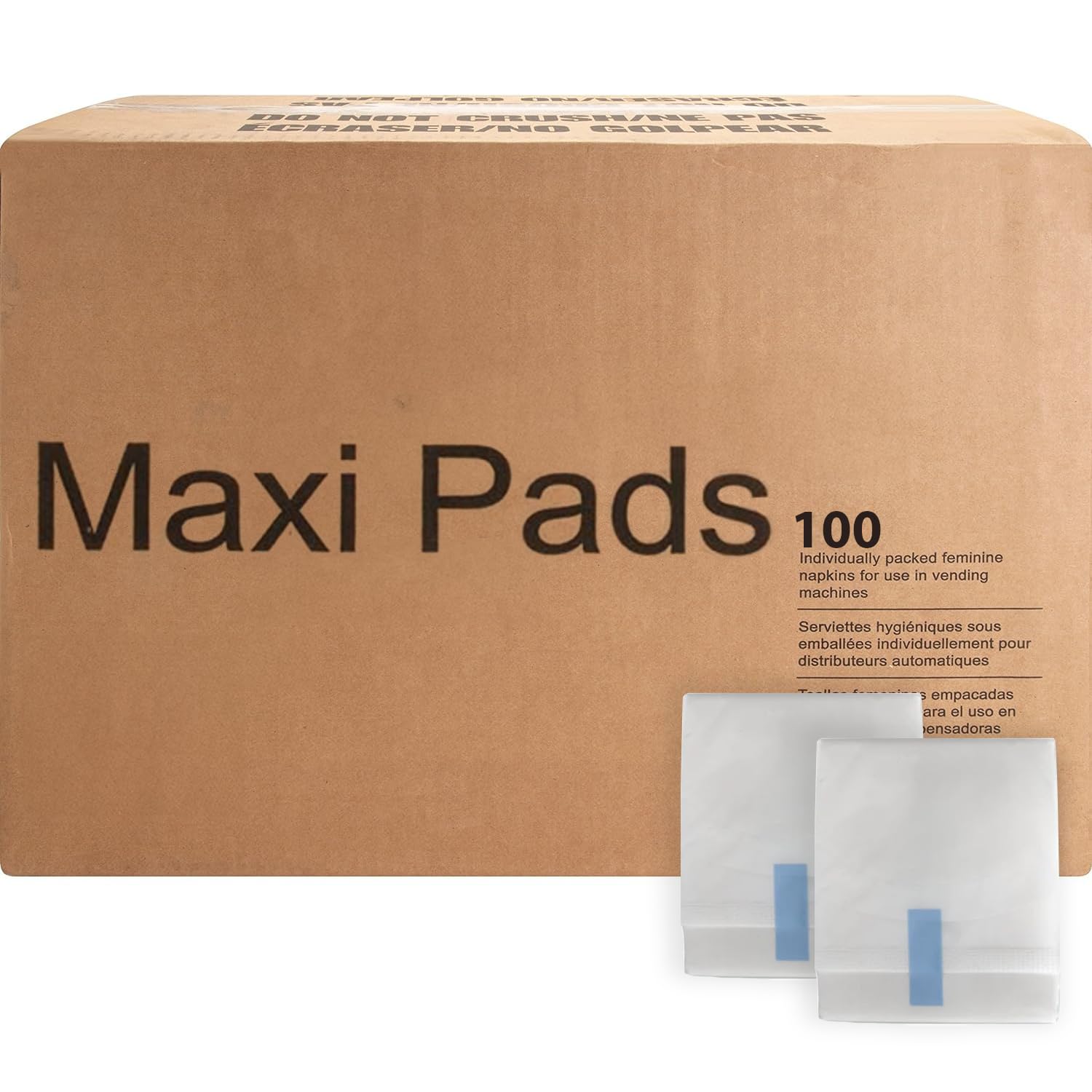 100 Bulk Pads with Wings Individually Wrapped for Women Homeless, Postpartum, Hospitals