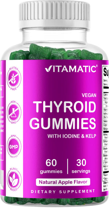 Vitamatic Vegan Thyroid Support Gummies with Iodine & Kelp - 60 Count - Improve Your 