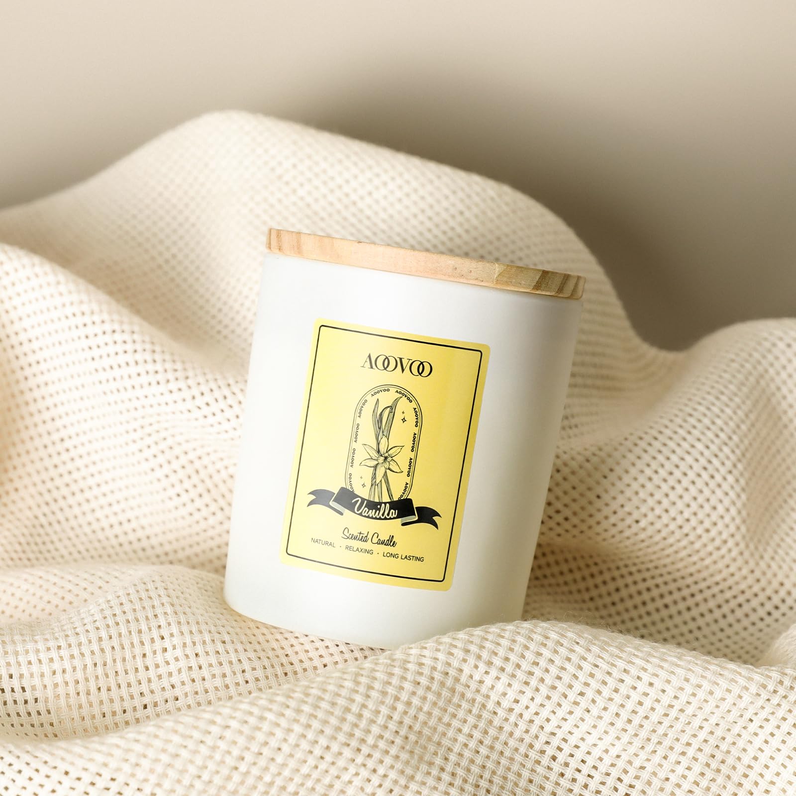 Vanilla Soy Candles Gift for Women - Aromatherapy Candle with Crystals Inside, 10oz Natural Soy Wax Candles AOOVOO