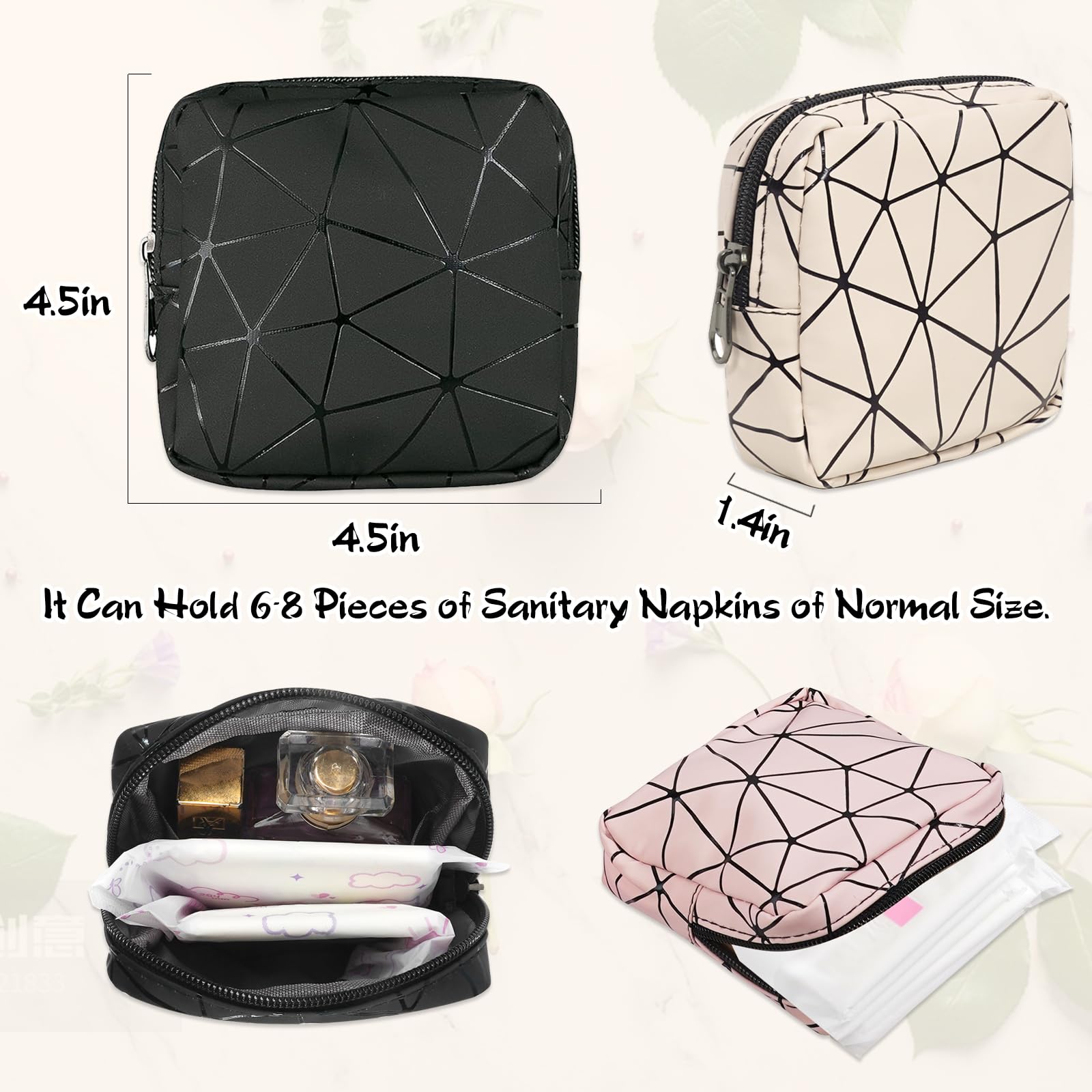 Yazabai Sanitary Napkin Storage Bag Pouch 4PCS Pads and Tampons Bags Pouches Portable Yazabai