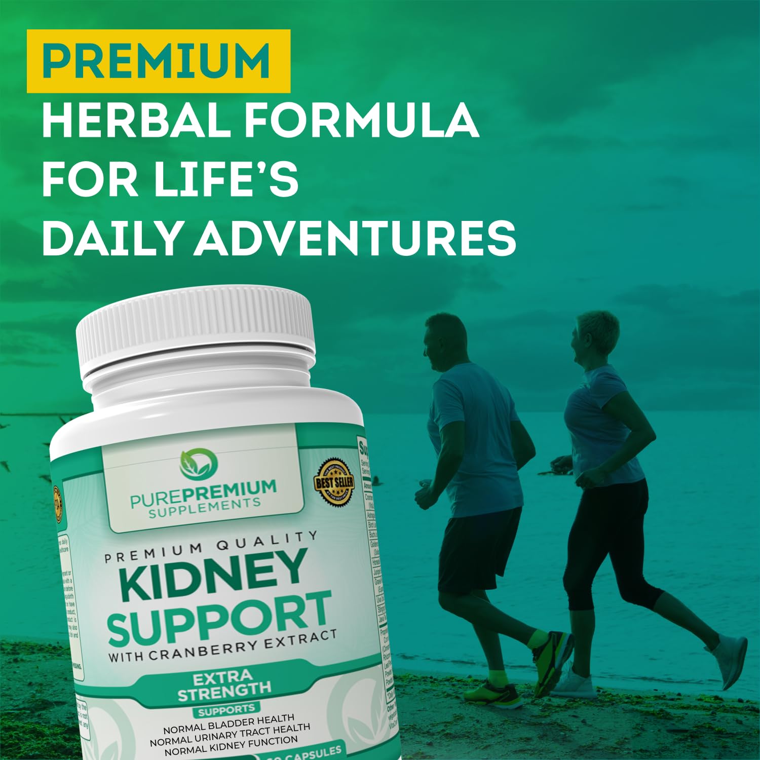 PurePremium Kidney Support Supplement with Cranberry Extract - Kidney Cleanse, Detox PurePremium Supplements