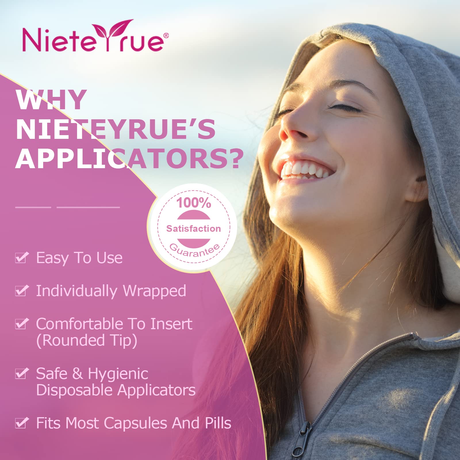 (60 Counts) Nieteyrue Suppository Applicator for Women Fit to Size 00 Cap-sules Soft Tip Auxiliary Tool Nieteyrue