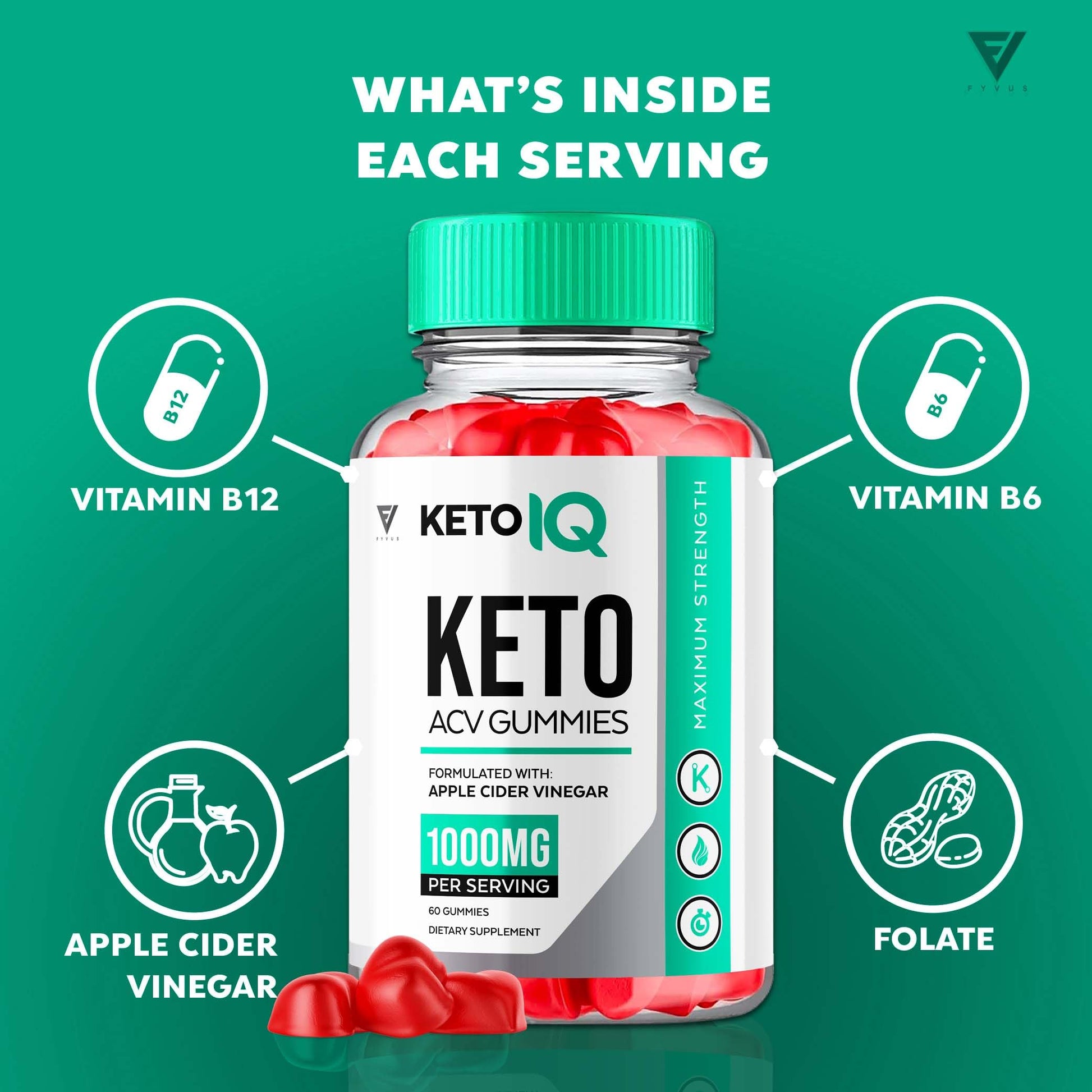 (3 Pack) Keto IQ KetoIQ Keto ACV Gummies, Keto IQ ACV Gummies Advanced Weight Loss Fyvus